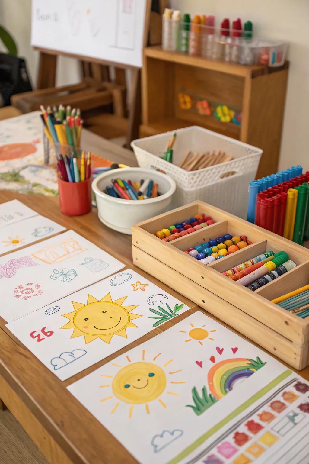 Nurture creativity with a vibrant craft corner.
