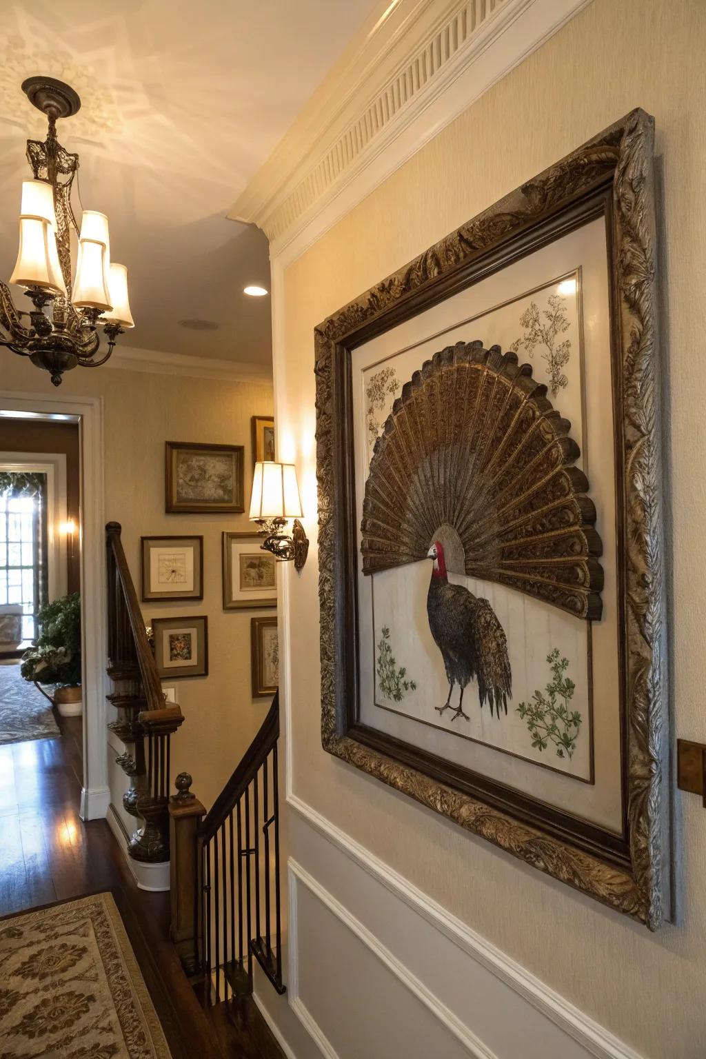 A shadow box adds a layer of sophistication to a turkey fan mount.