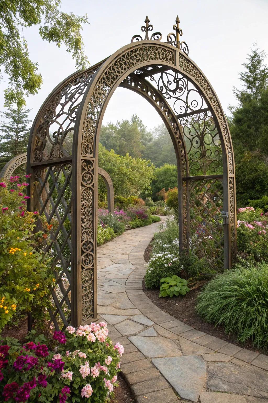 Artistic arches stand out as beautiful focal points in any garden.