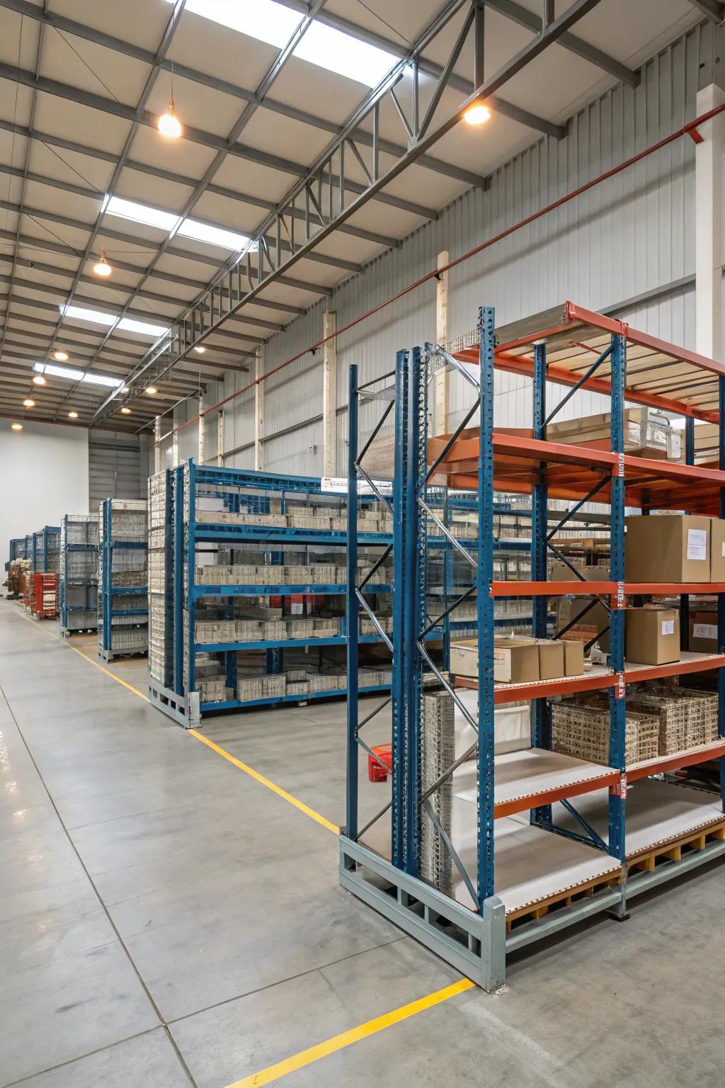 Adjustable shelving units adapt to diverse storage requirements.