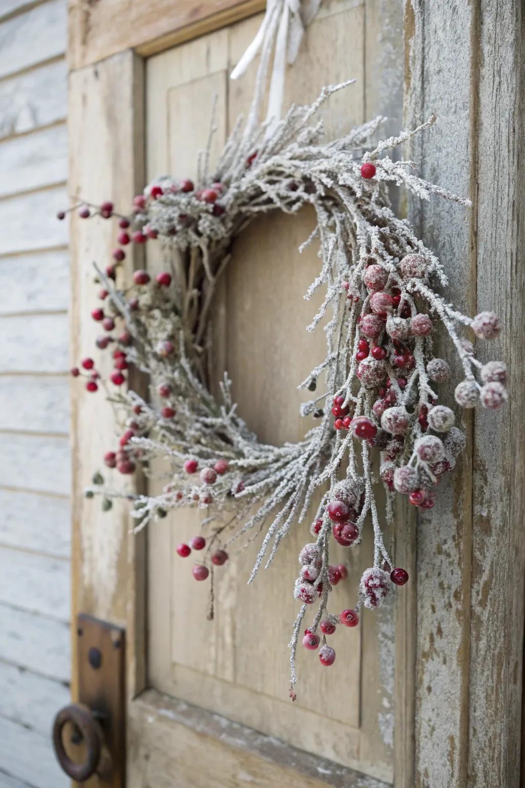 Frosted berries create a magical, wintery feel.