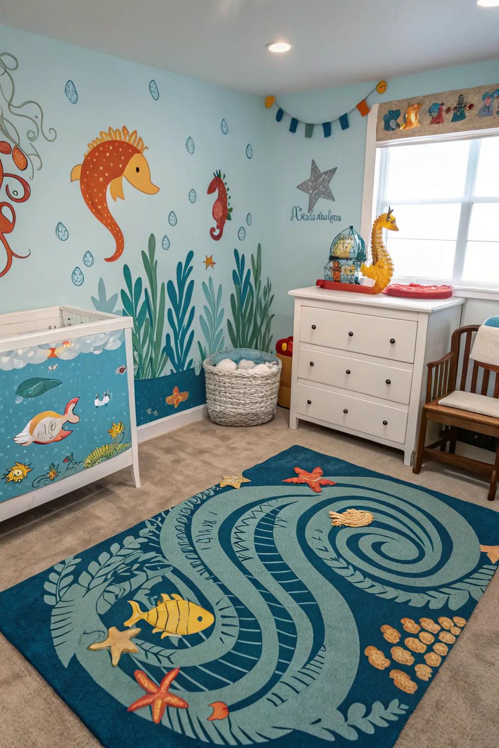 Explore the ocean depths with an under-the-sea-themed nursery.