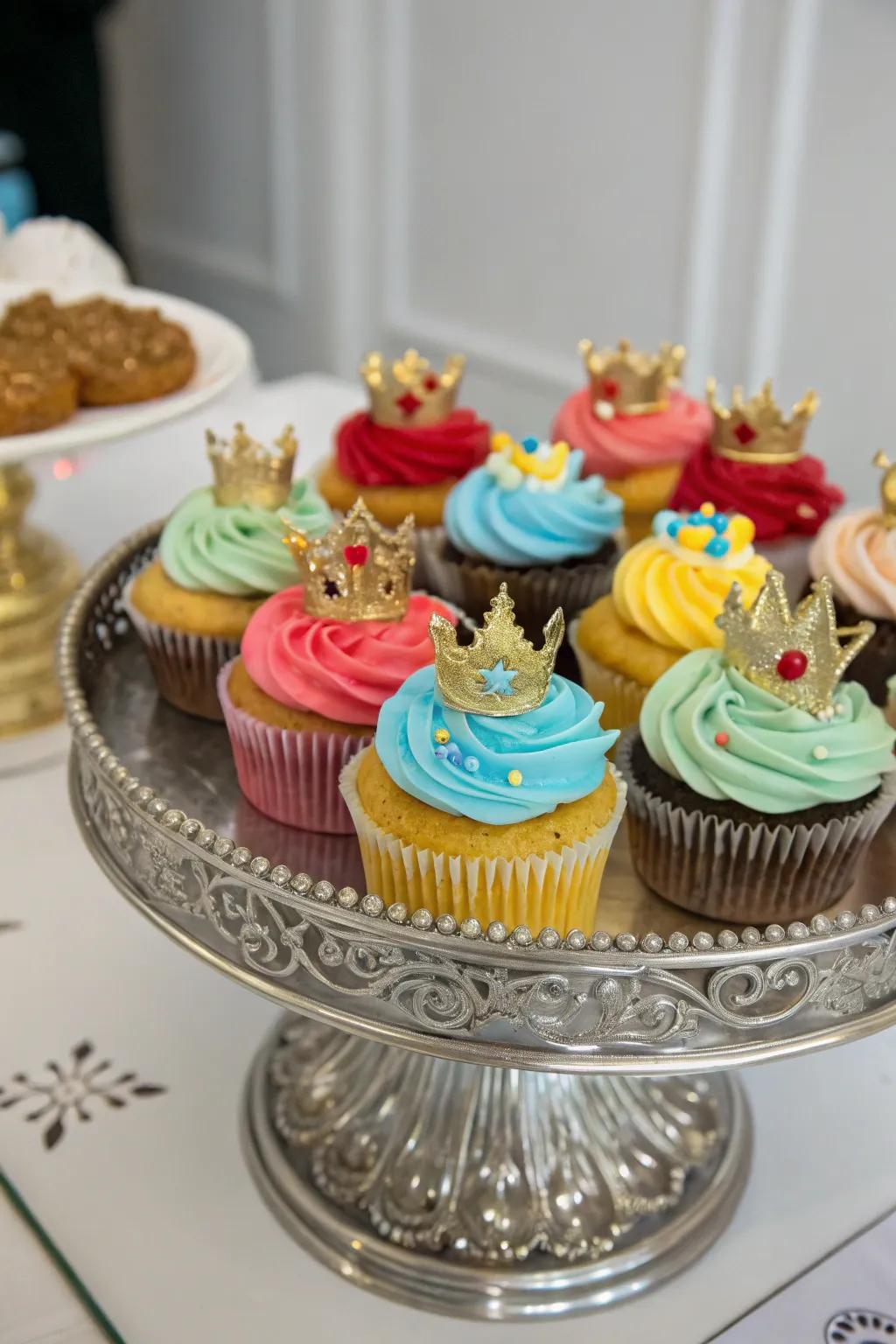 Royal icing crown cupcakes fit for a little prince.