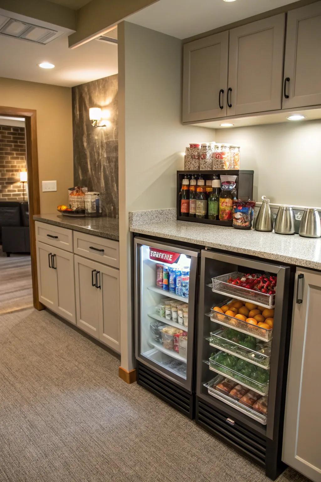 A snack station makes your kitchenette a convenient hub for quick bites.