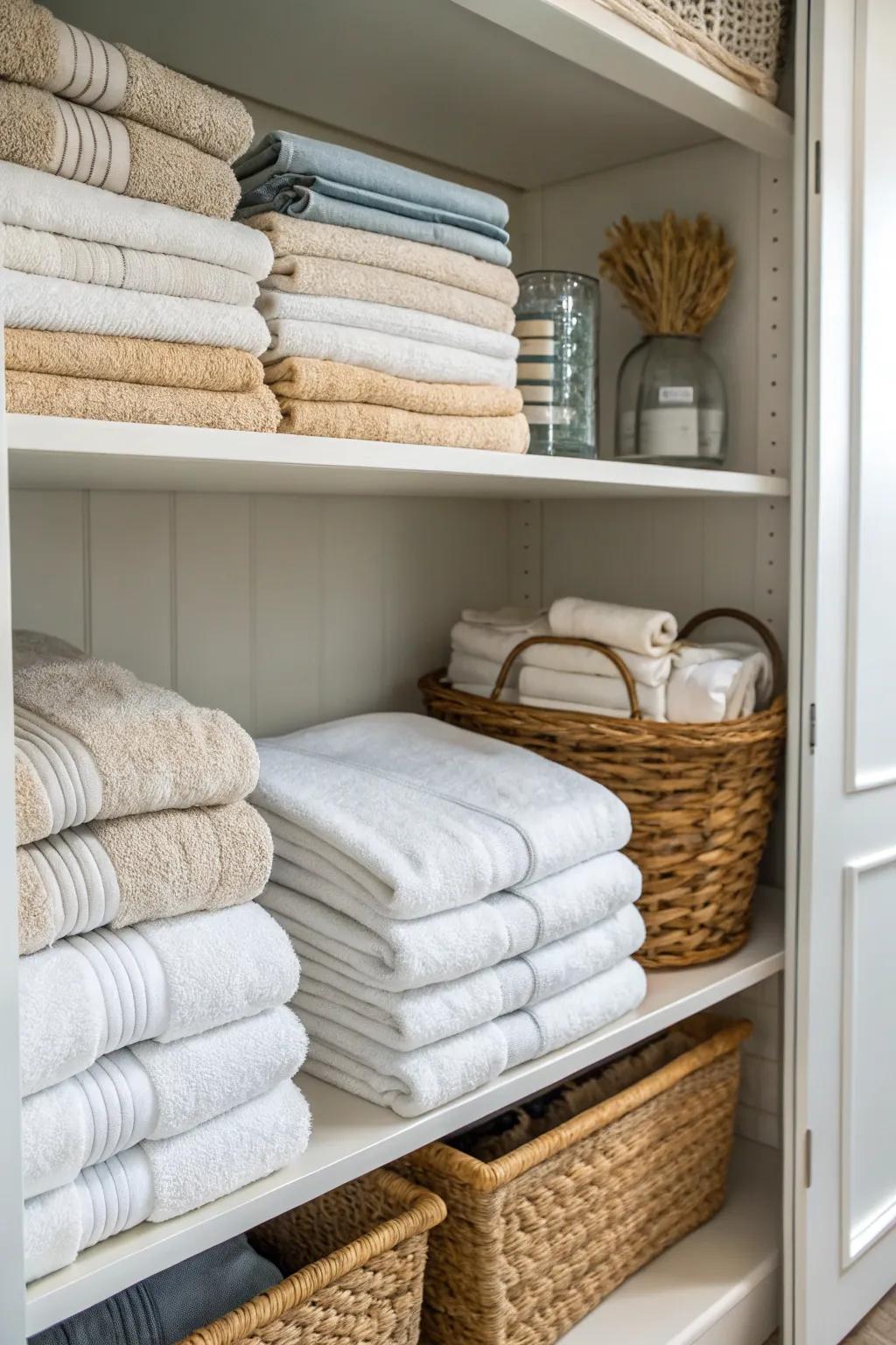 A linen closet for a spa-like touch.