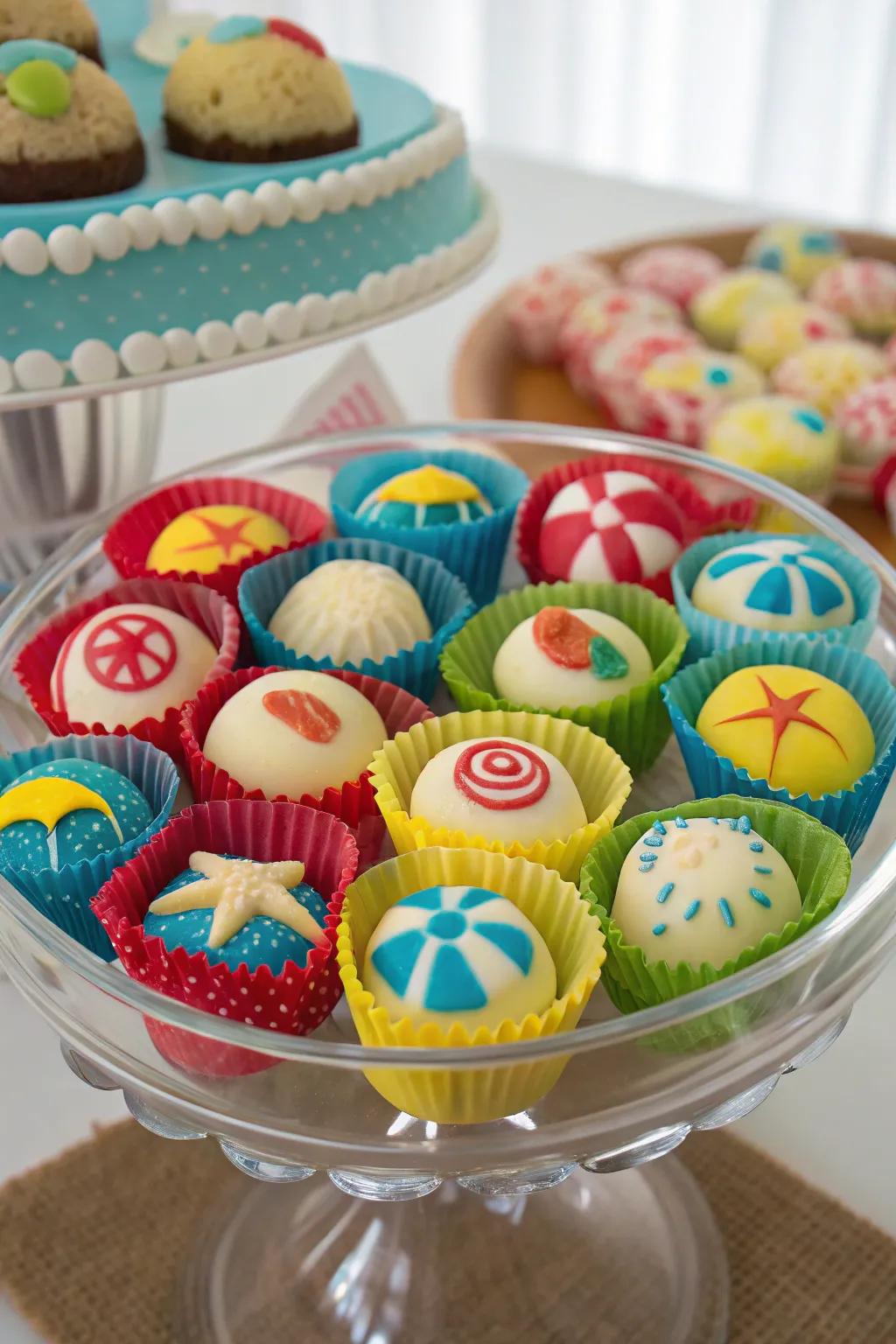 Beach-themed candies offer a sweet reminder of your coastal celebration.