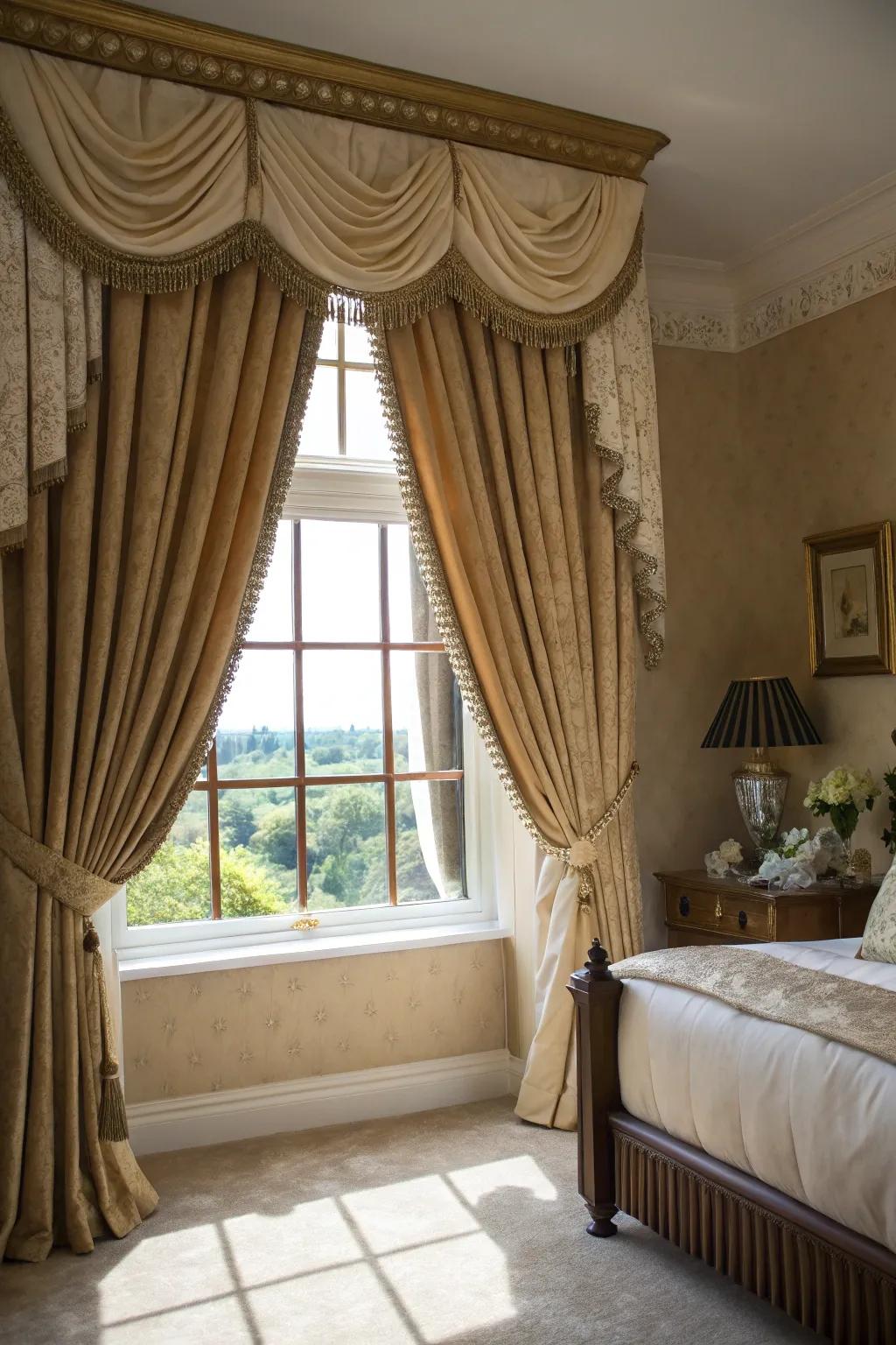 Curtains paired with valances create a classic and polished look.