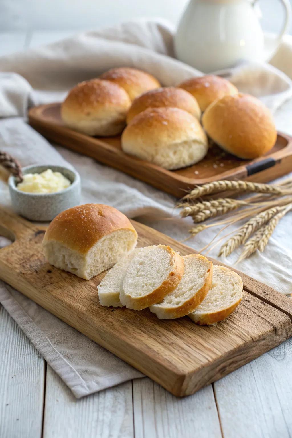 A variety of bread and rolls for crafting mini sandwiches.