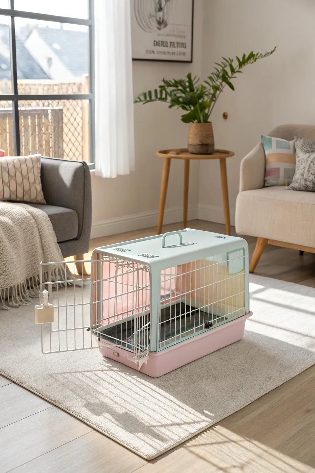 Aesthetic design integrates the cat cage into your home decor.