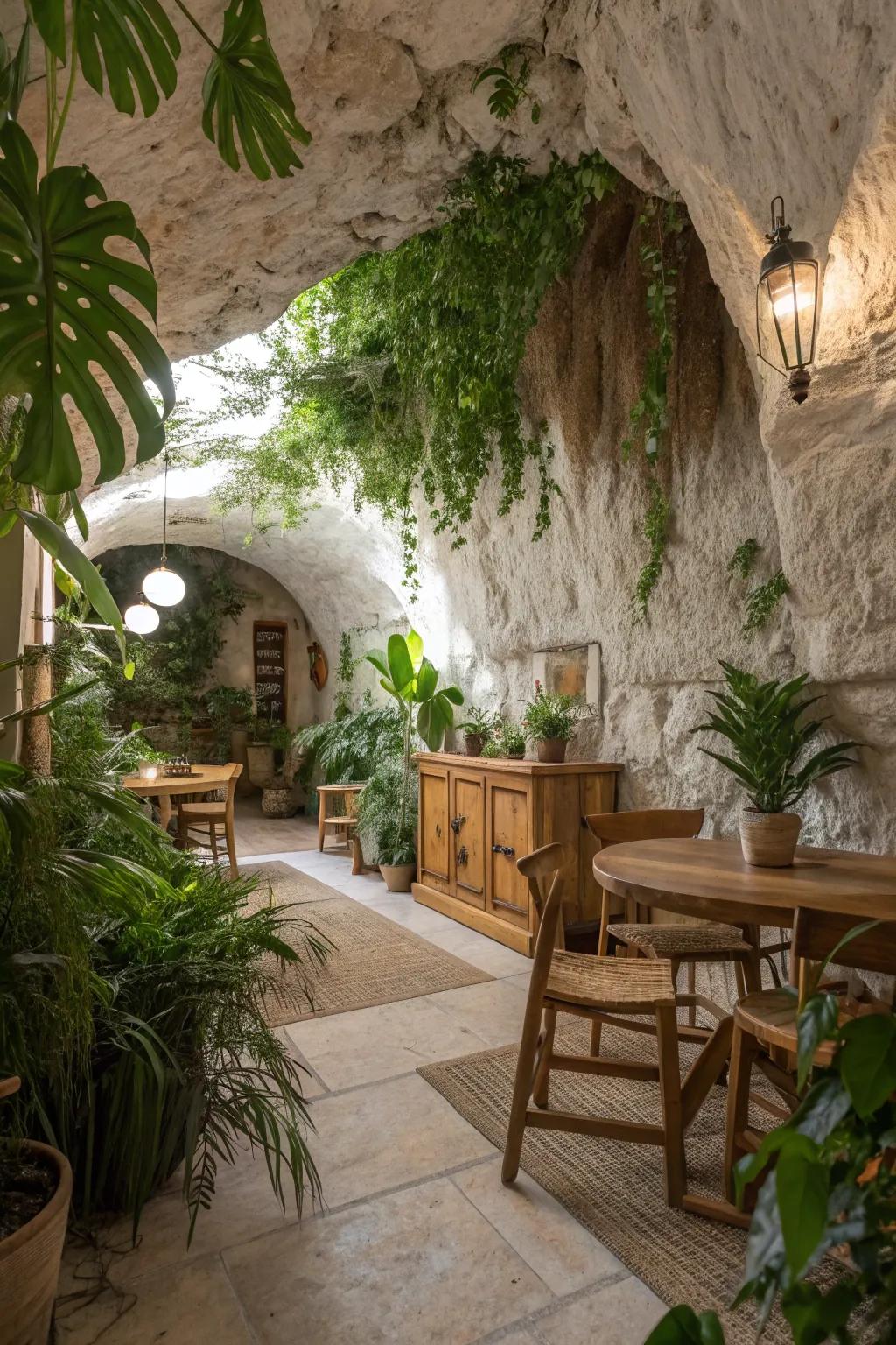 Natural elements bring life to your cave decor.