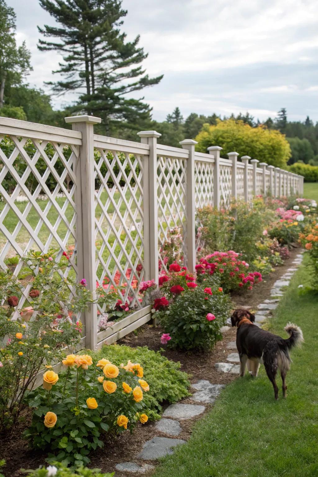 Lattice panels offer an aesthetic and practical fencing solution.