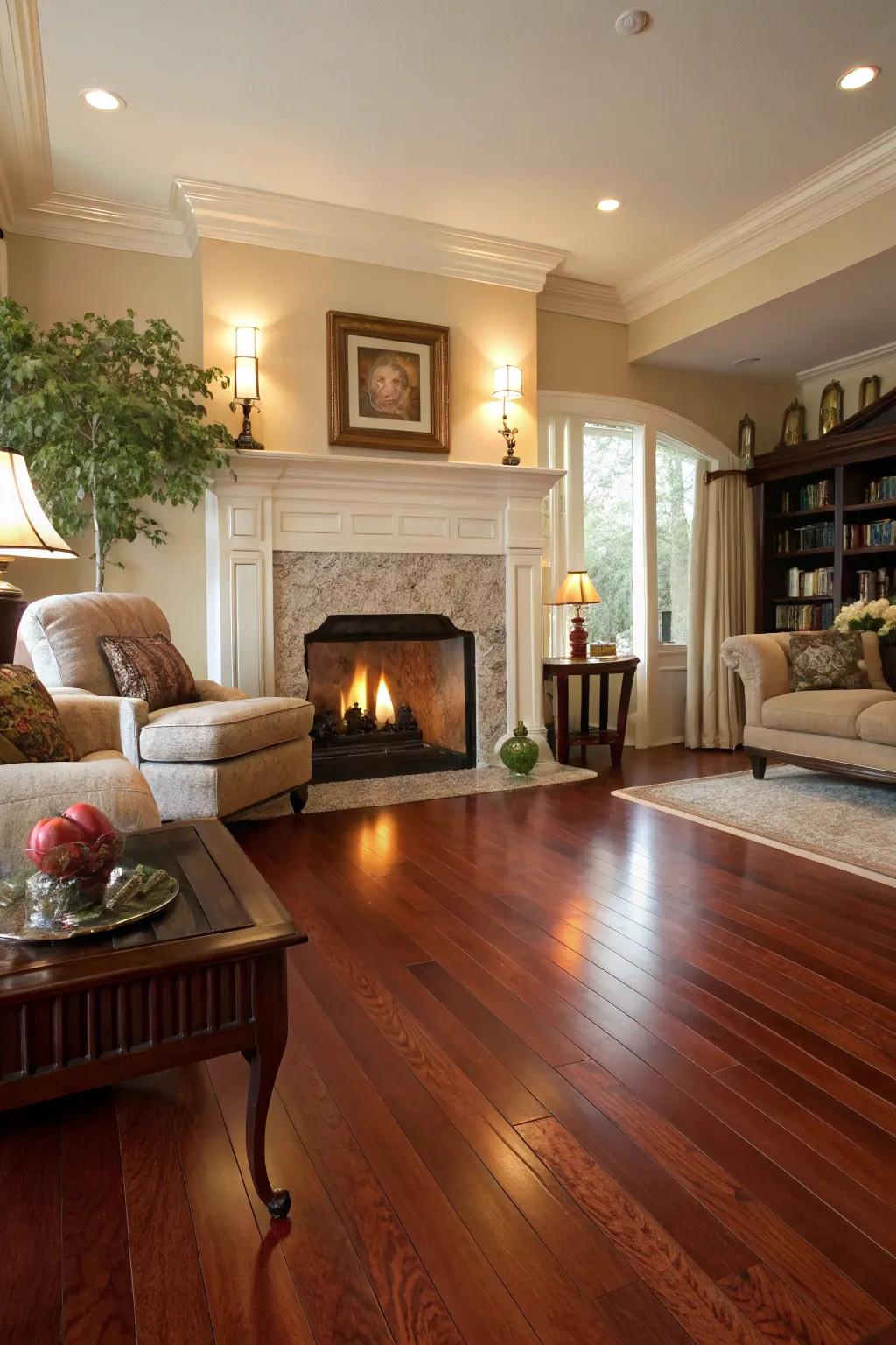 Fireplaces serve as warm and inviting focal points.