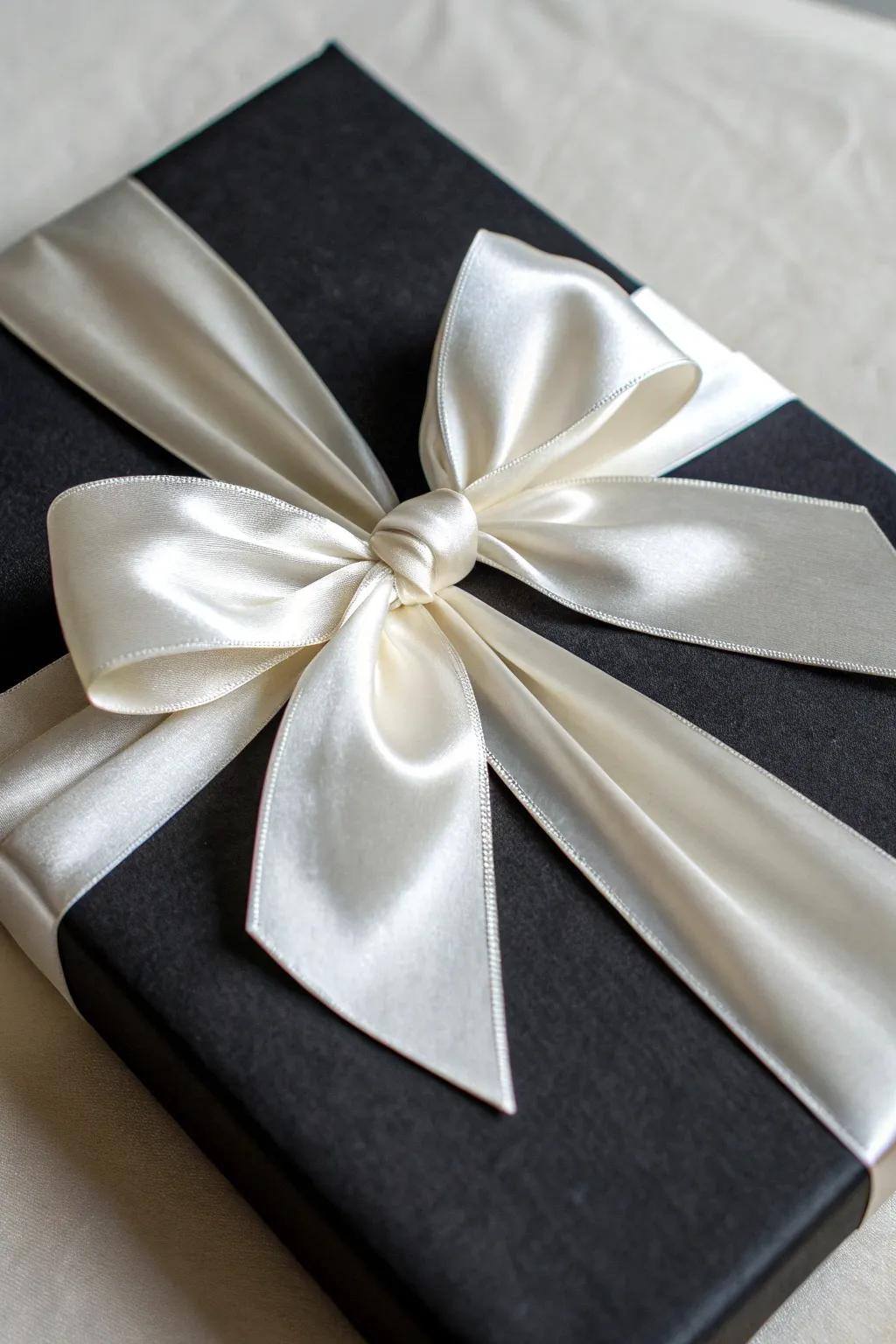 Sophisticated black and white gift wrapping.