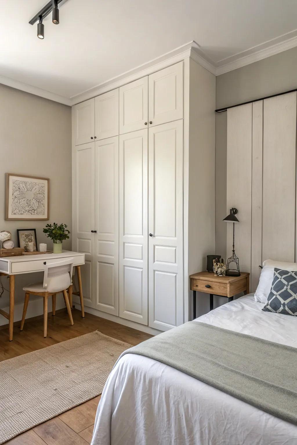 Hidden doors create a seamless and minimalist look.