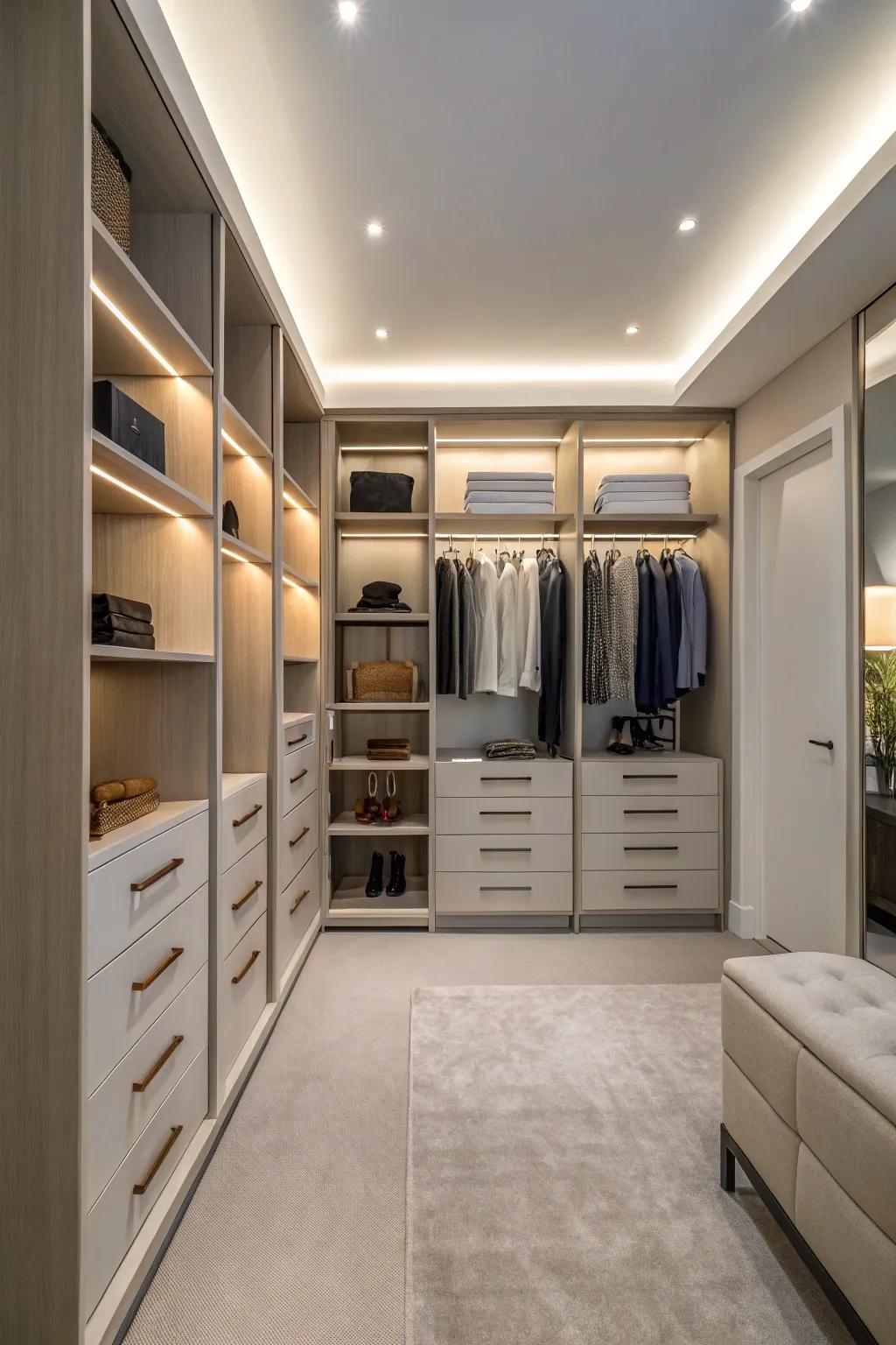 Custom built-ins offer a personalized and polished closet solution.