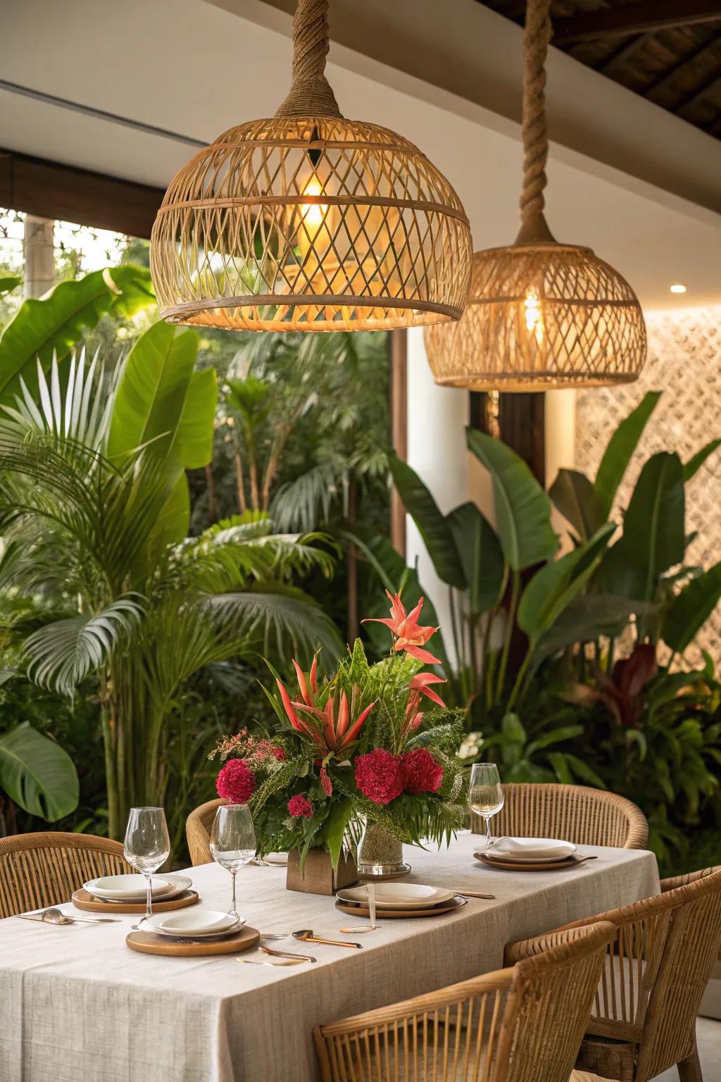 Bamboo pendants add an exotic, tropical touch to your space.