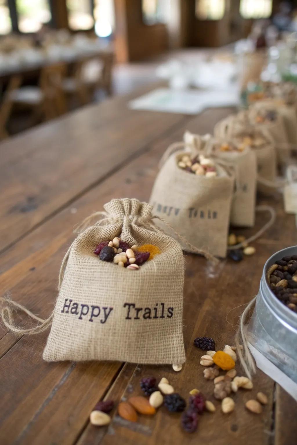 Keep the adventure going with trail mix party favors.