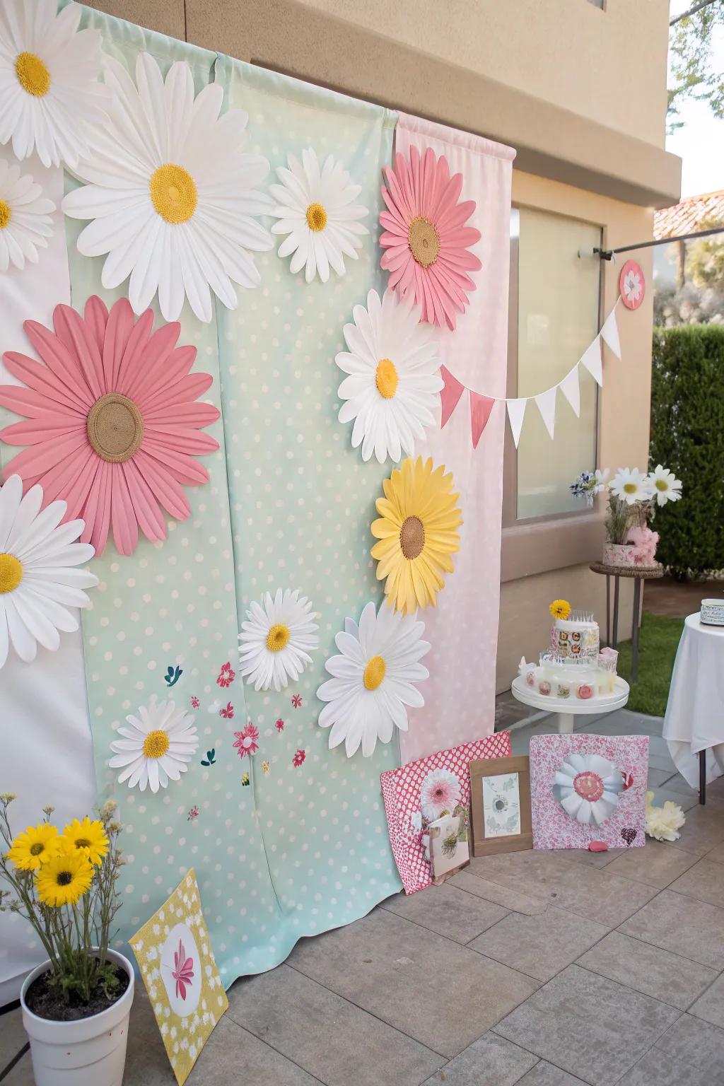 Capture memories with a whimsical daisy backdrop.