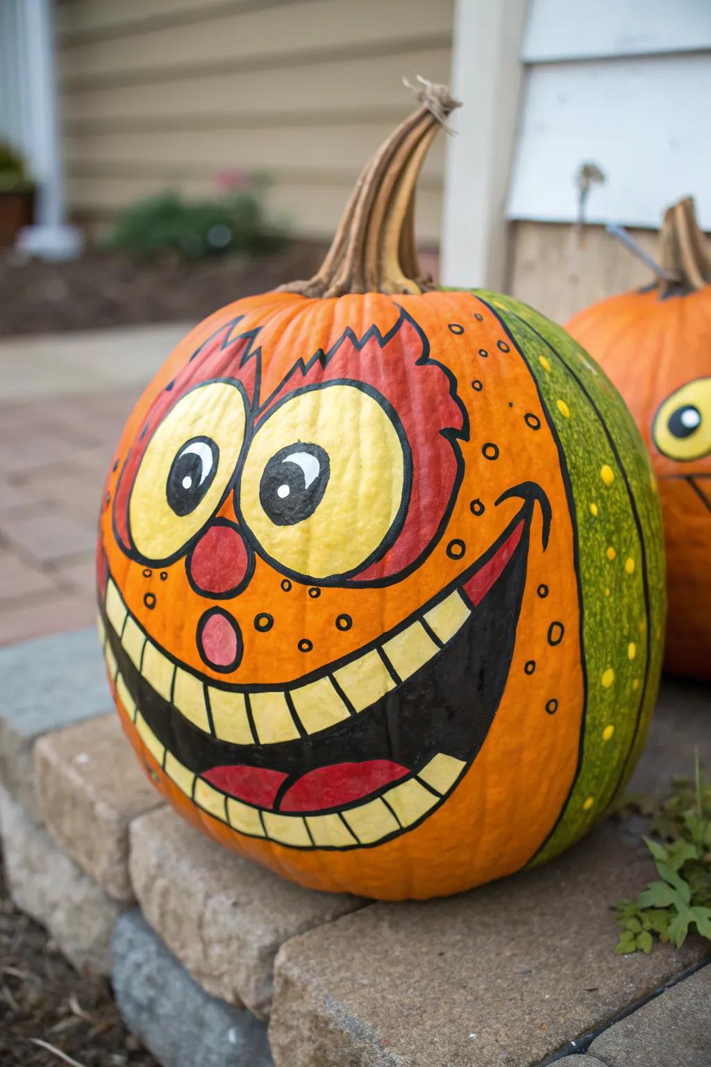 Add a touch of whimsy to your decor with playful pumpkin faces.