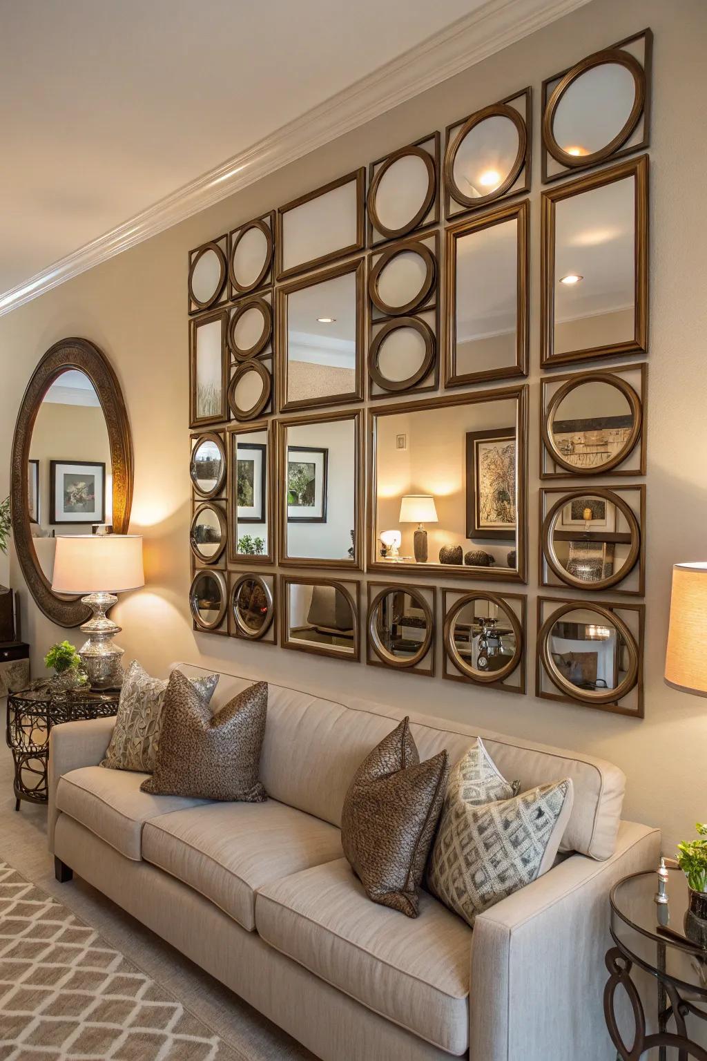 Layered mirrors add depth and intrigue to any space.