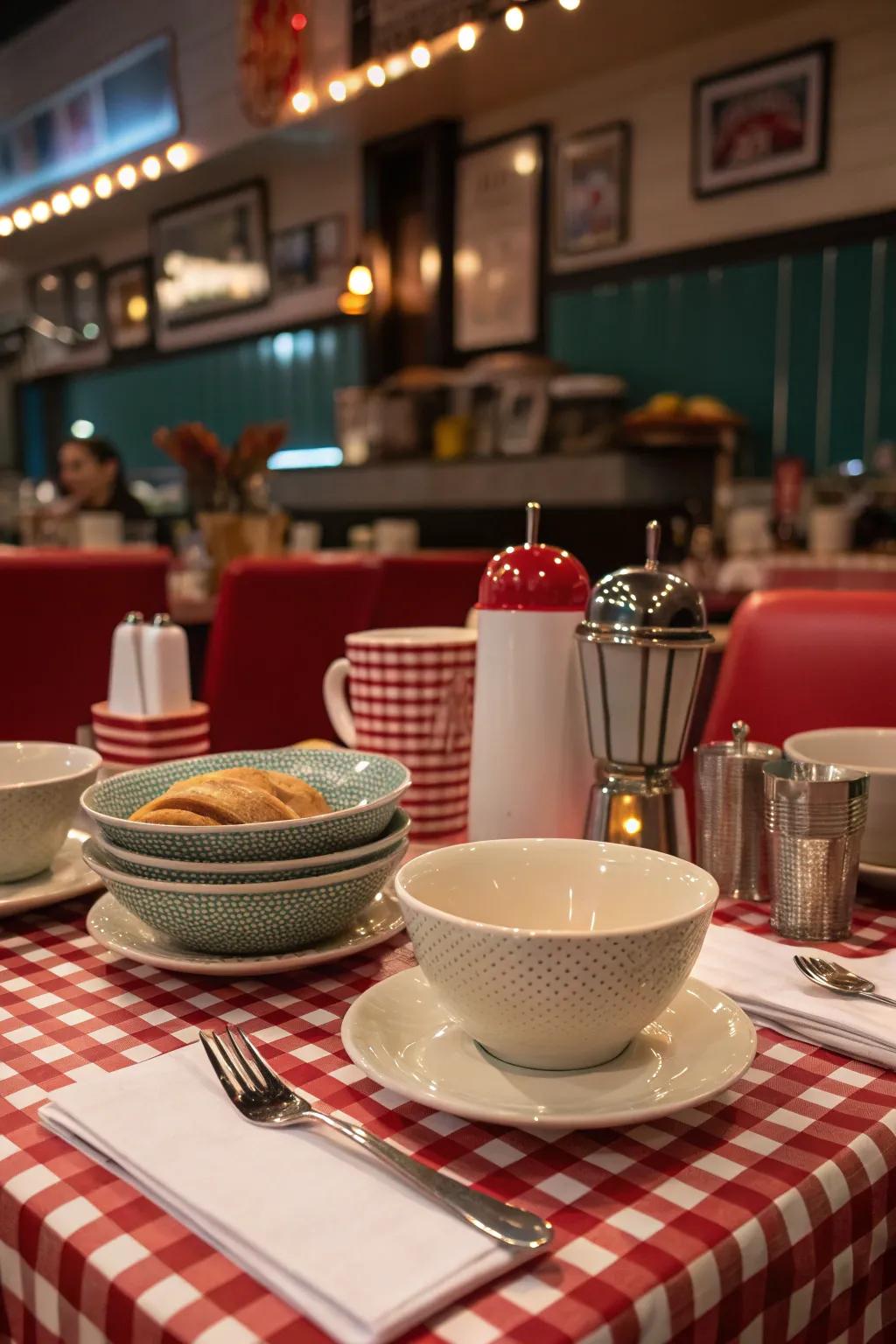 Relive the golden age of diners with a retro-themed dinner.