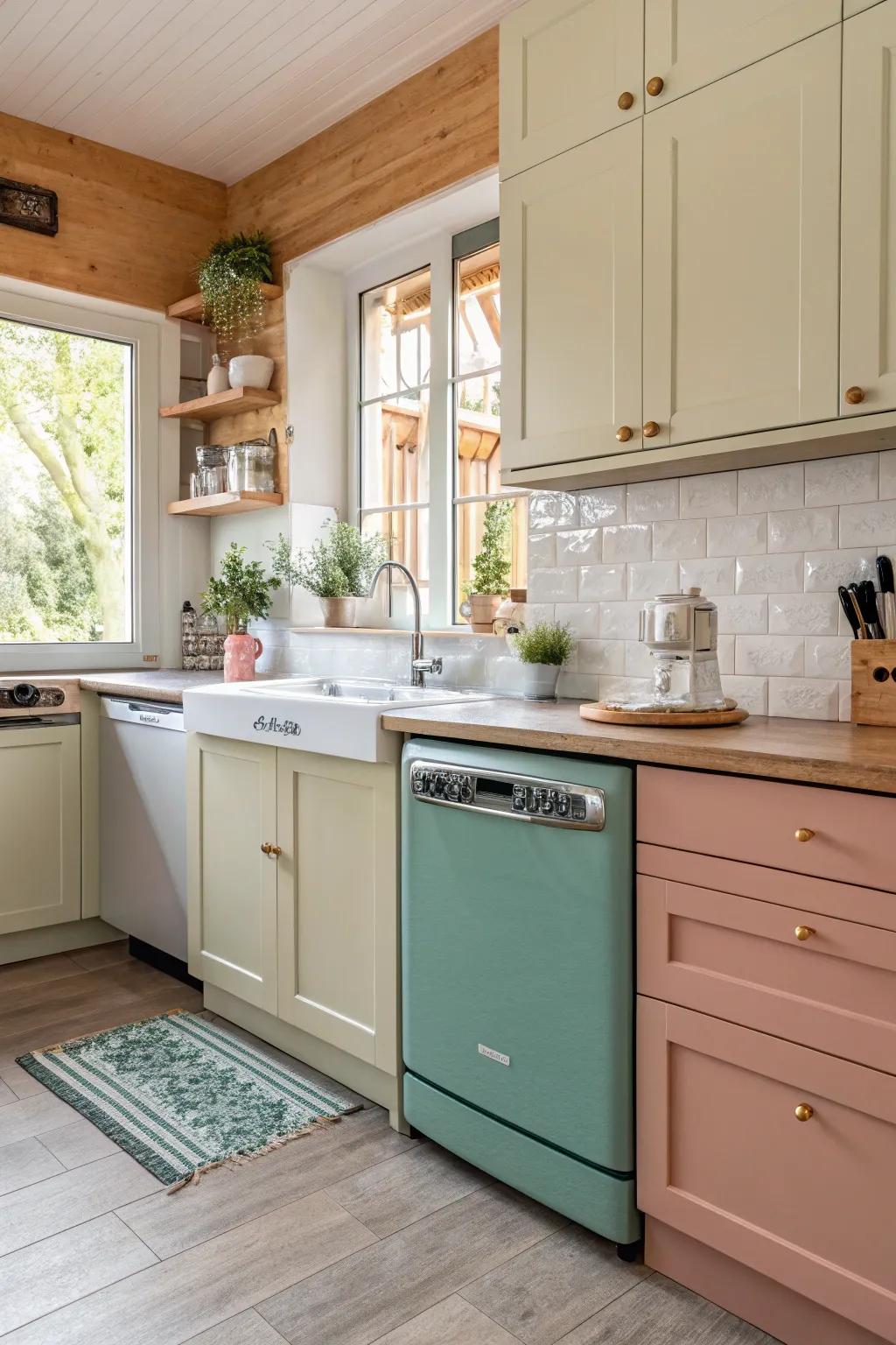 Color-coordinated dishwasher blending seamlessly into the kitchen.