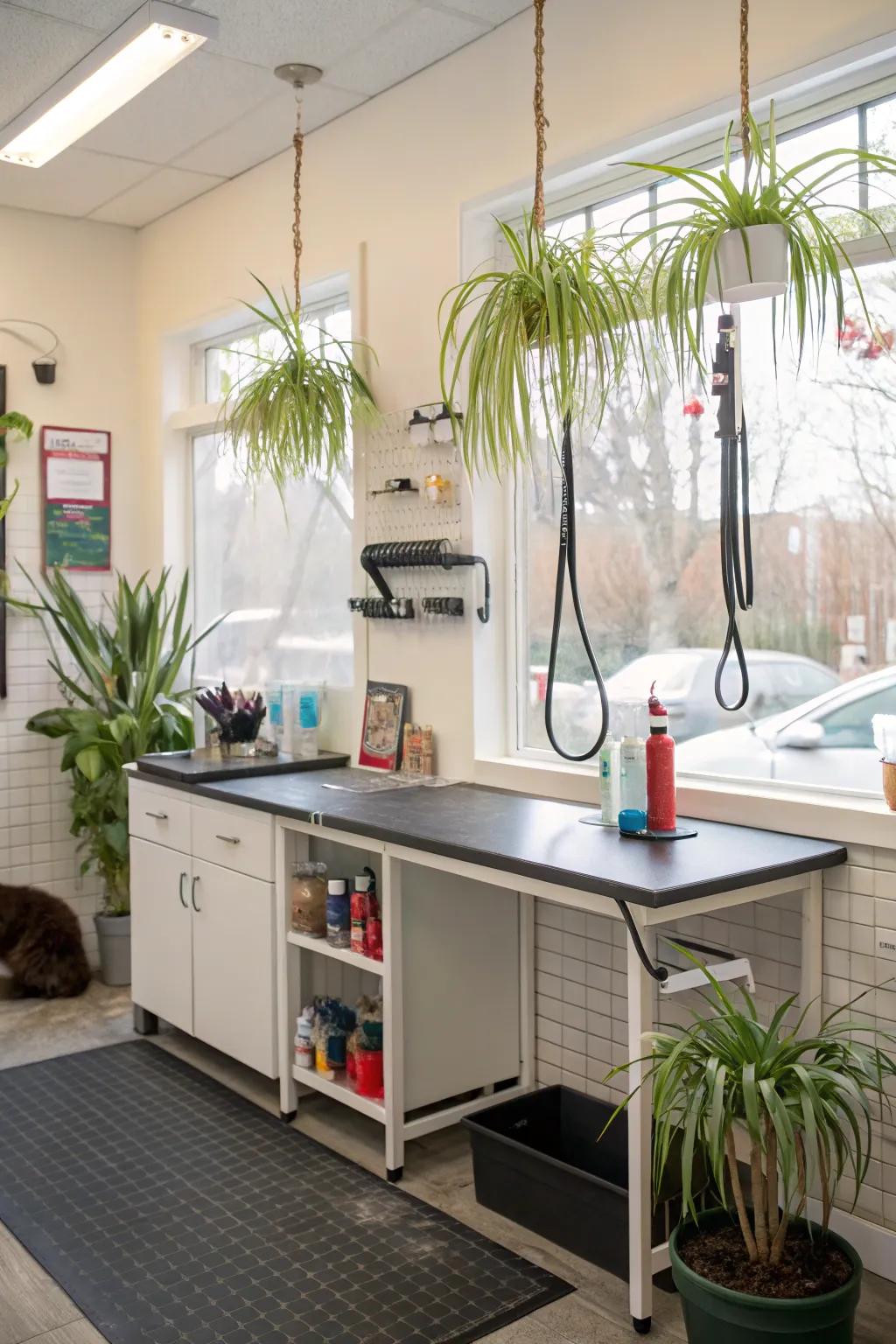 Pet-safe greenery for a fresh and vibrant salon.