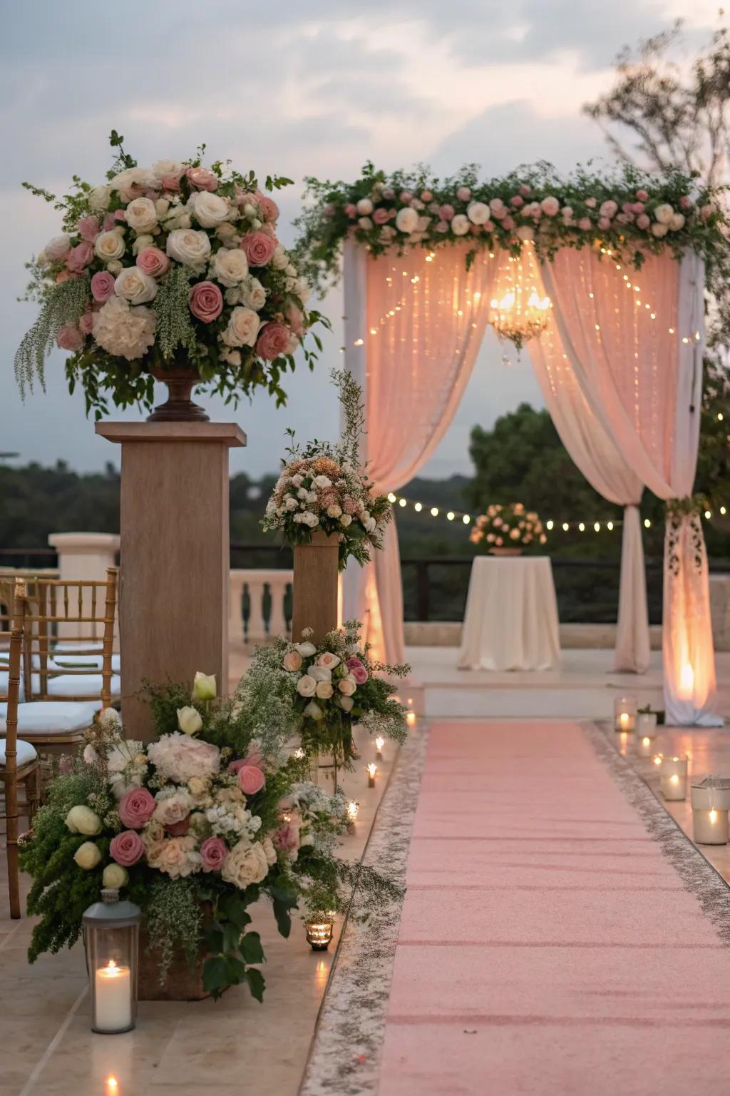 Bold pairing of dusty rose and emerald.