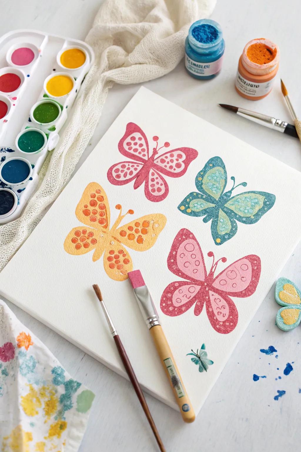 Sponge-printed butterflies for a textured touch.