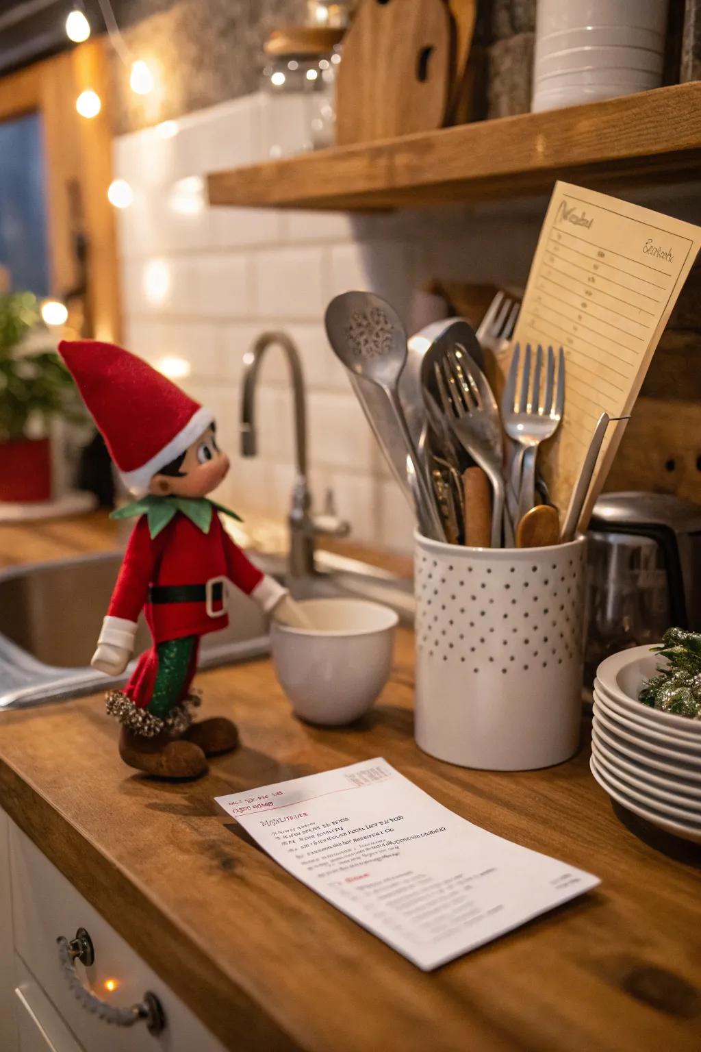 Add a playful twist to your kitchen with elf mischief.