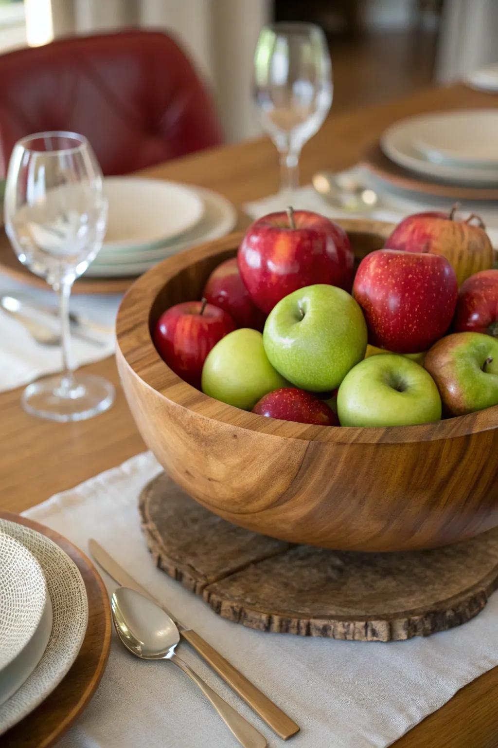 Apples add a fresh and colorful element to fall decor.