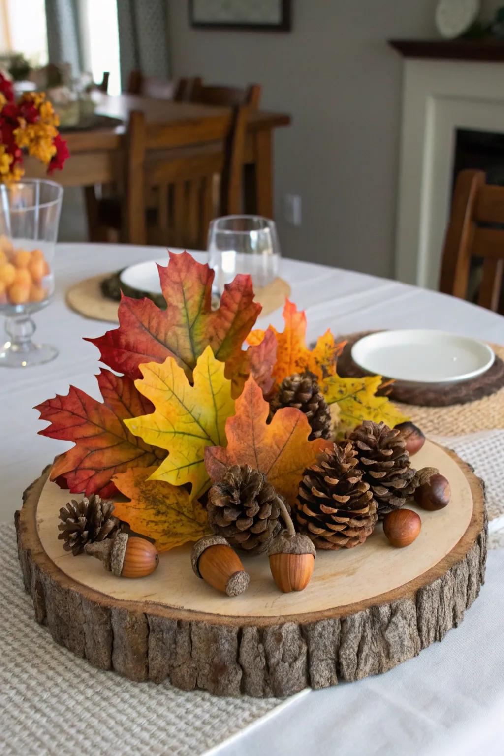 Wood slices add a rustic touch to your fall decor.