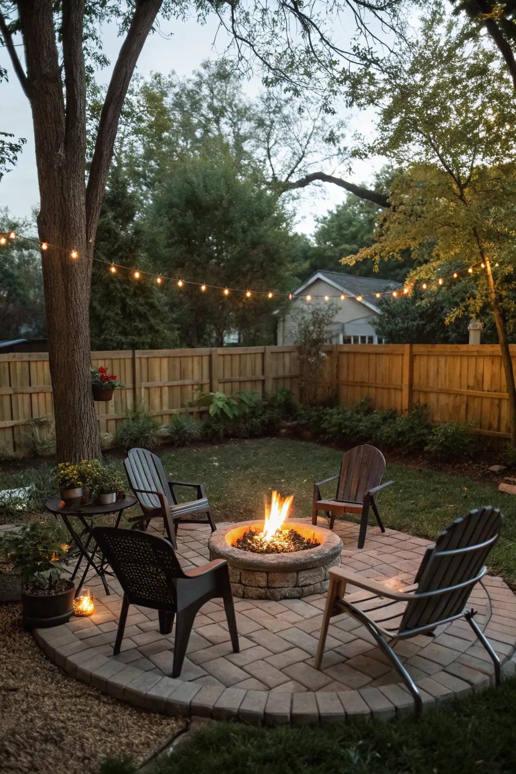 Compact furniture fits perfectly in smaller fire pit spaces.