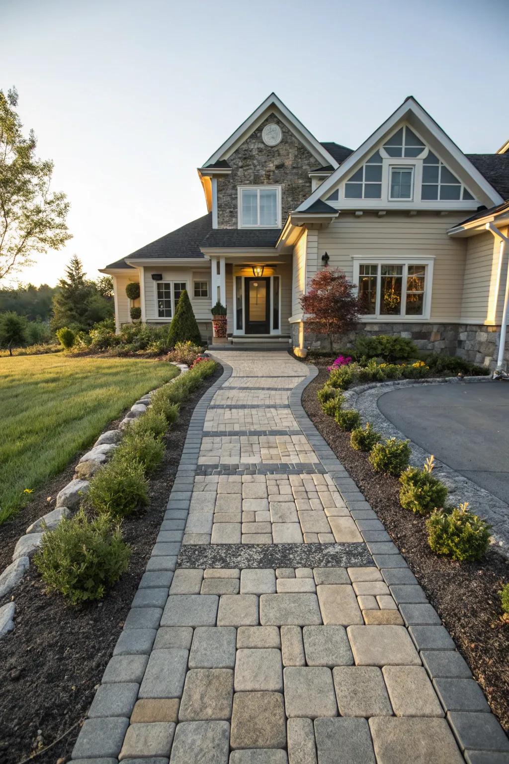 A paved pathway adds elegance and function to your home's entrance.