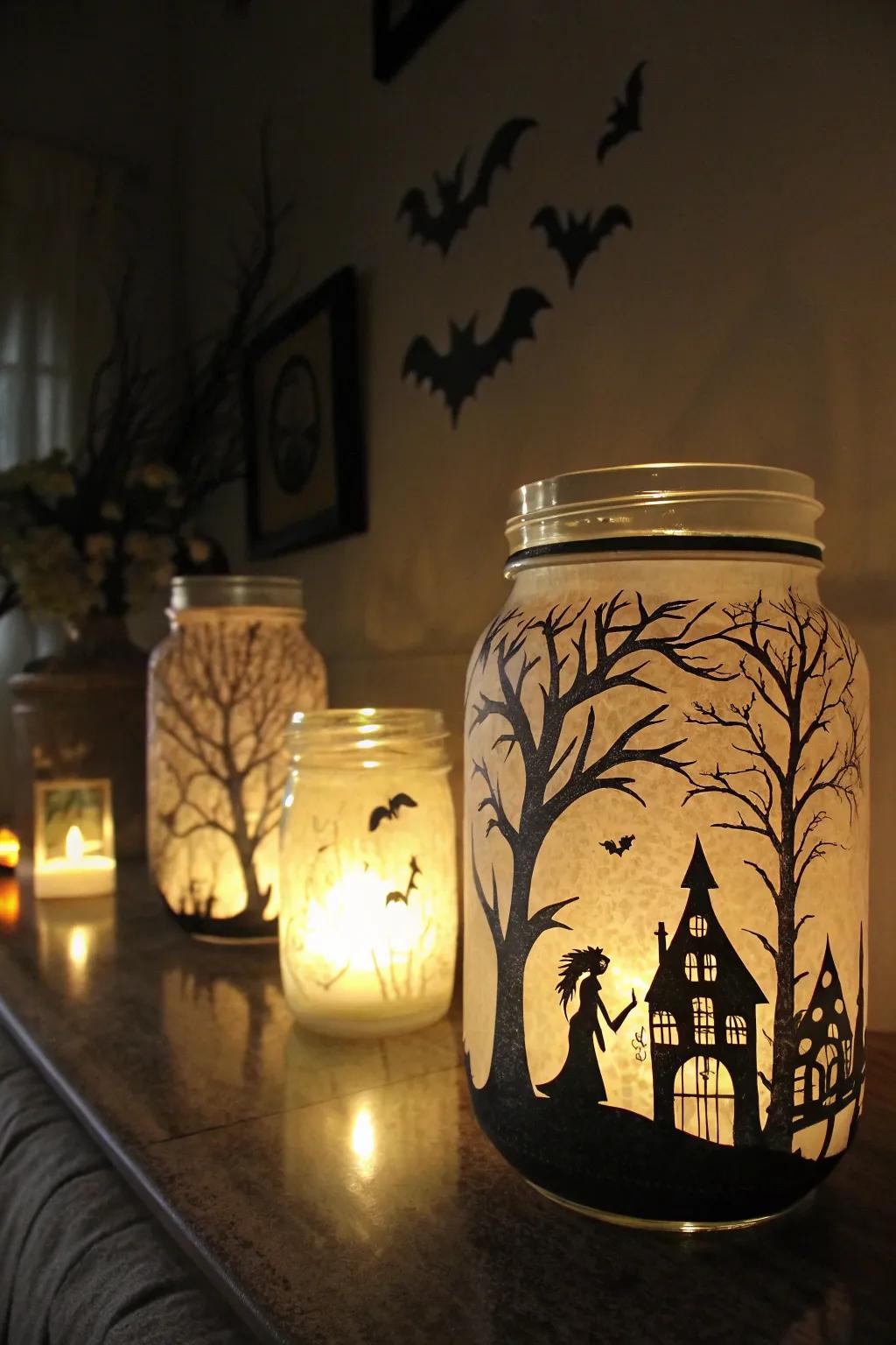 Vinyl lanterns create an enchanting glow for Halloween.