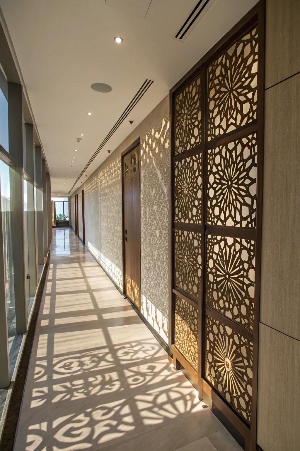 Laser-cut panels offer detailed artistic elegance.