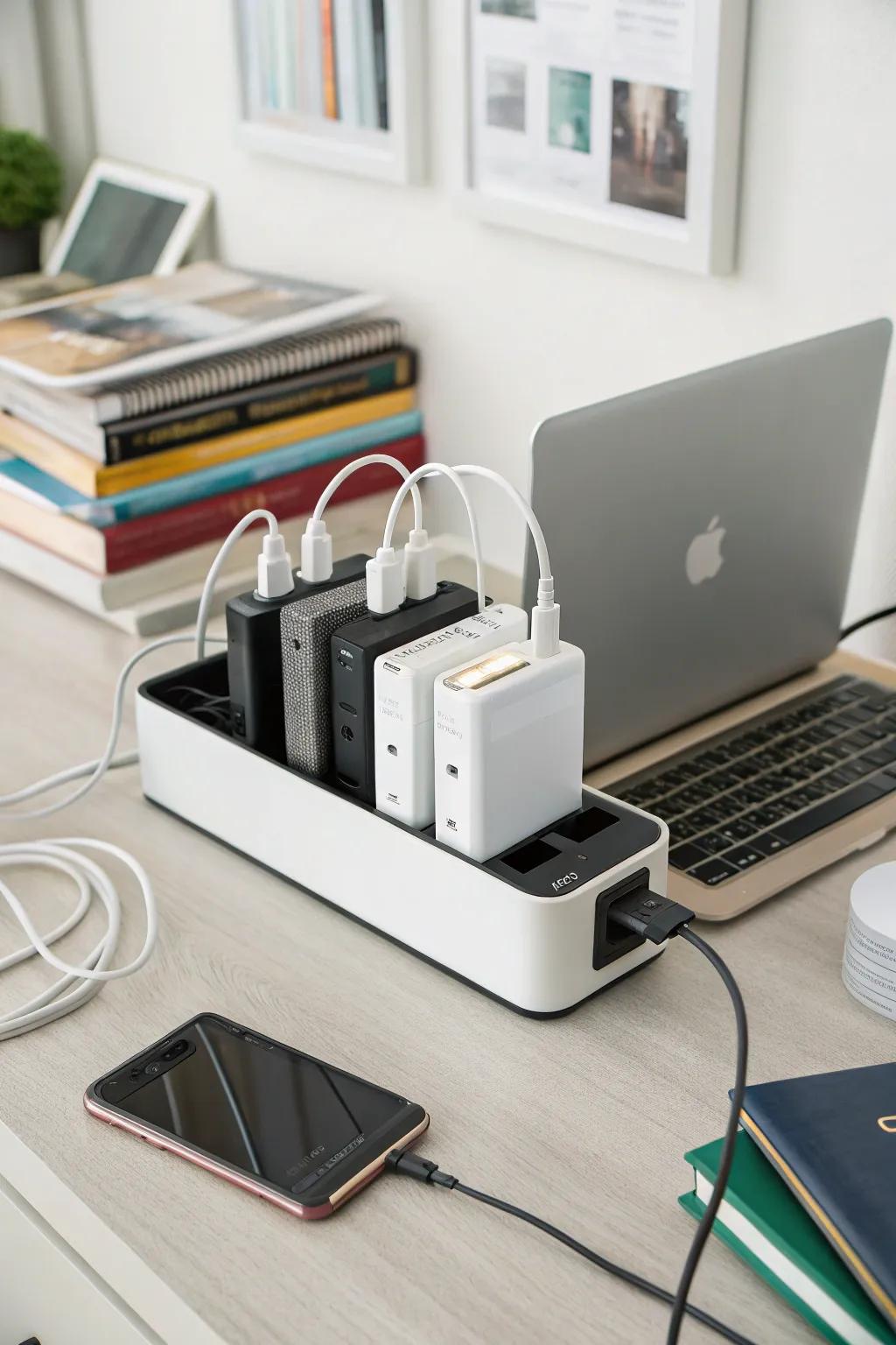 A power station keeps gadgets organized and charged.