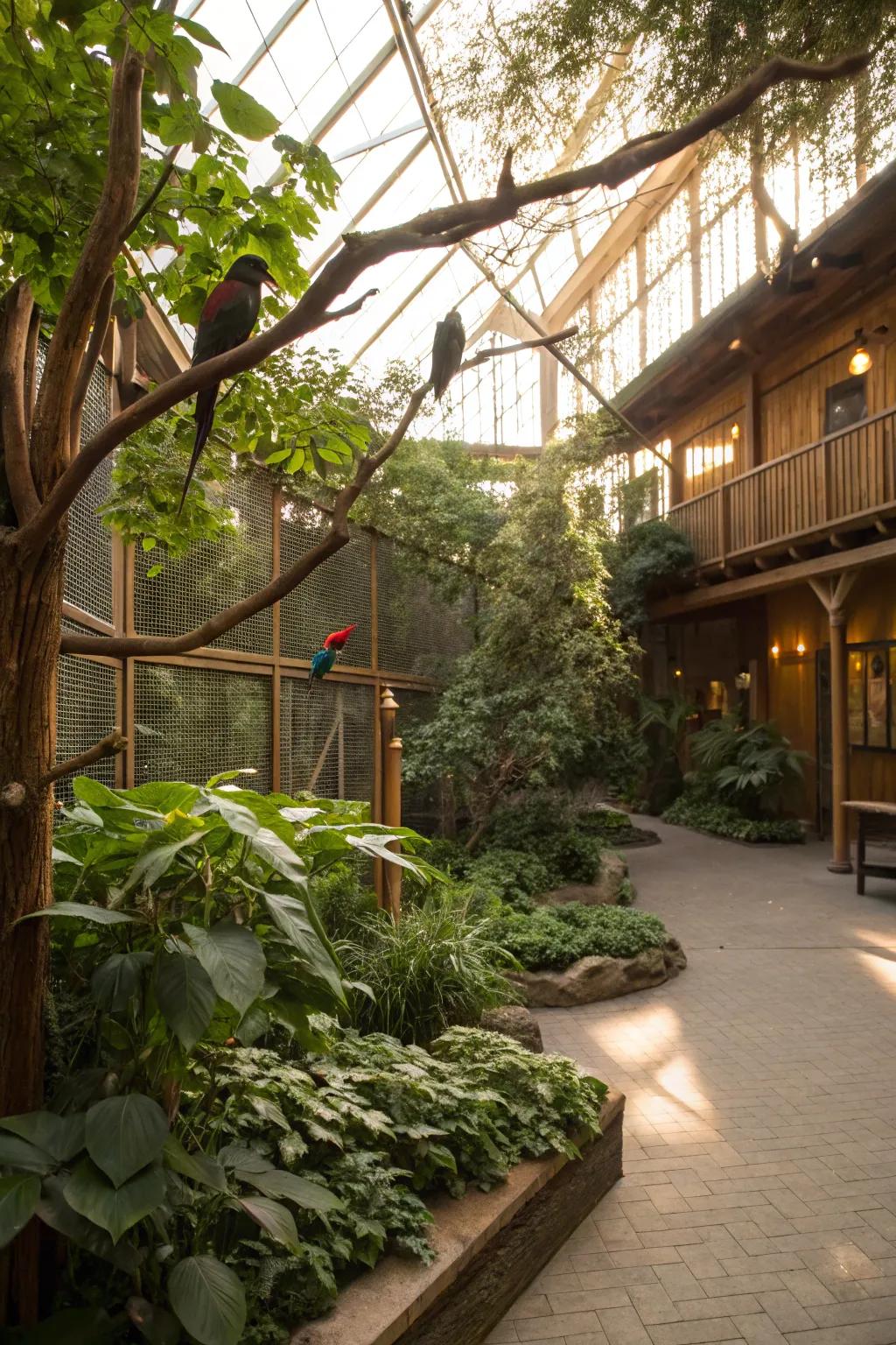 An indoor garden aviary where nature and nurture meet.