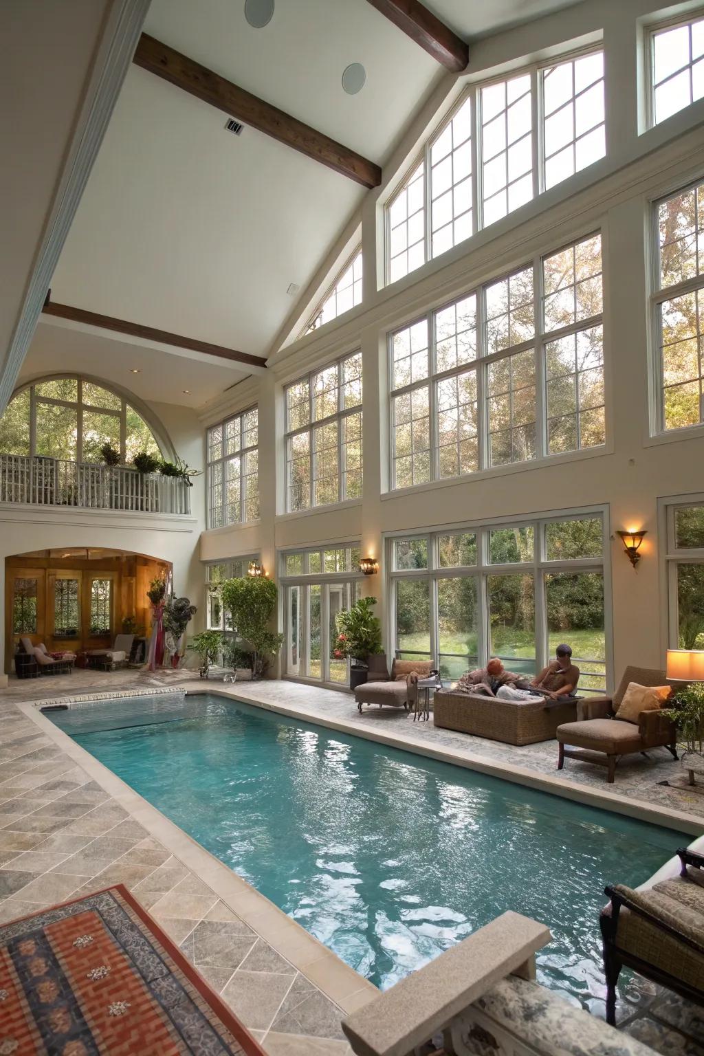 An indoor pool seamlessly integrated with living spaces