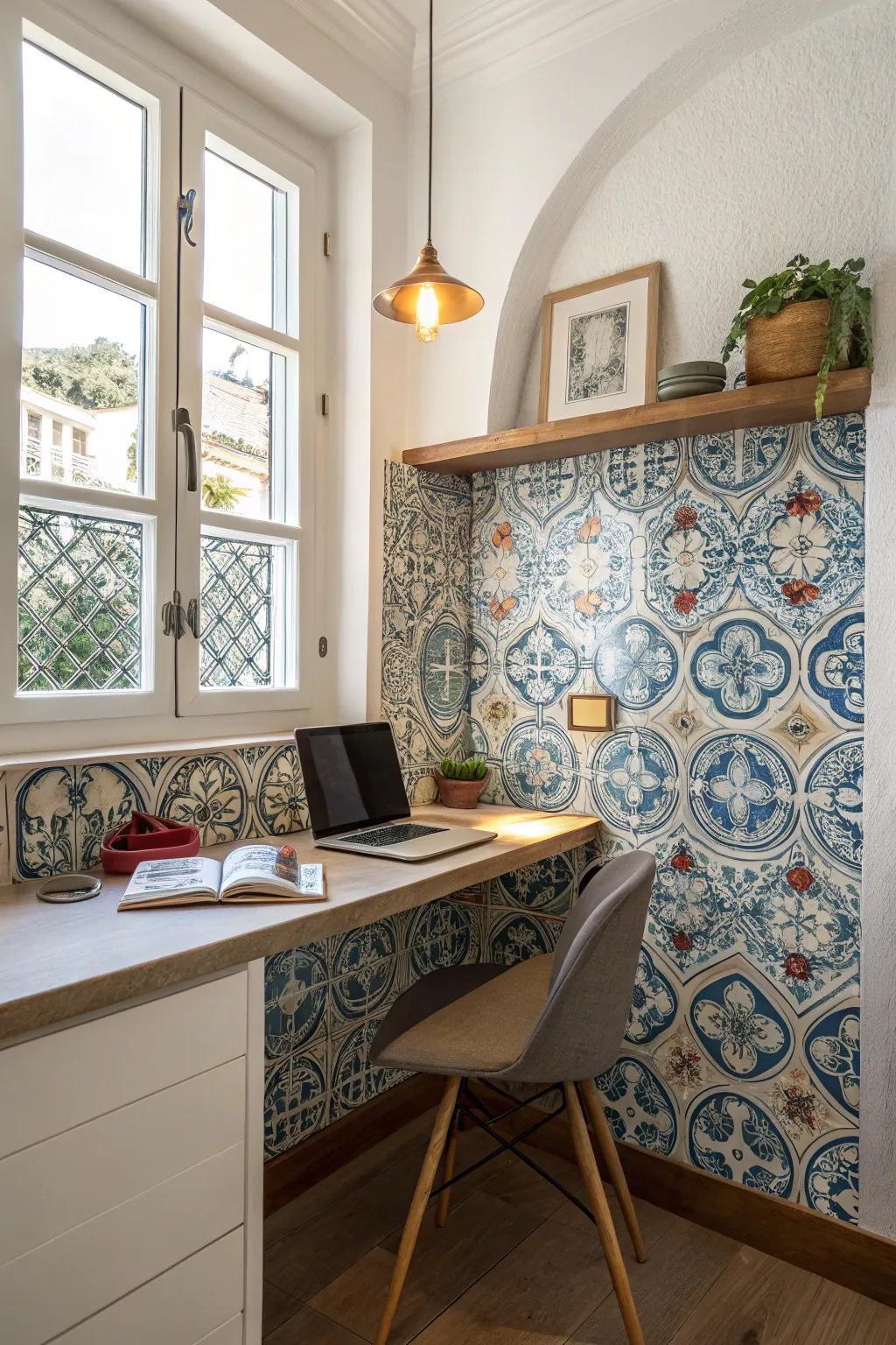 A stylish backsplash adds flair and cohesion to your kitchen nook.