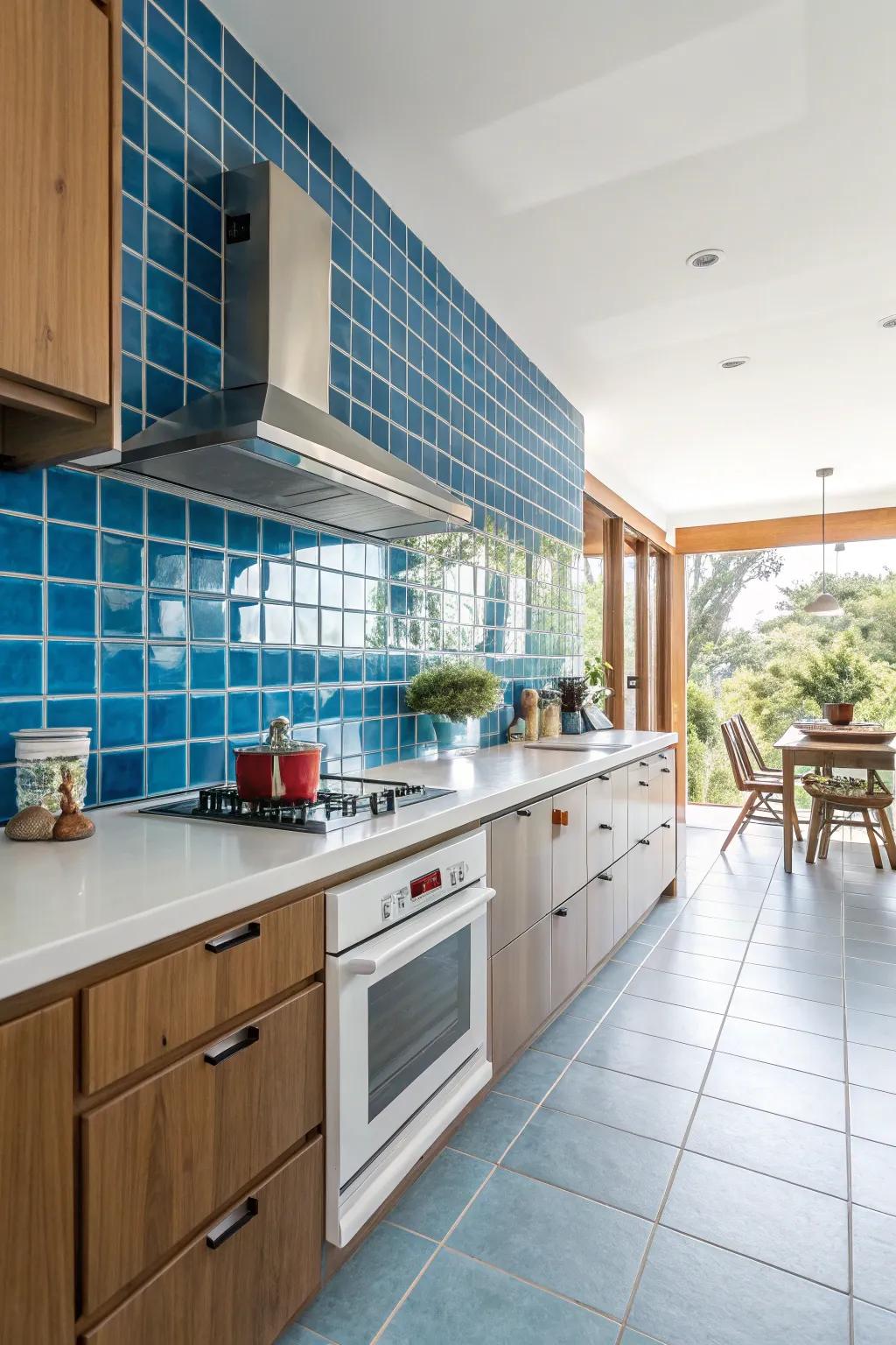 Make a statement with a bold-colored laminate backsplash.