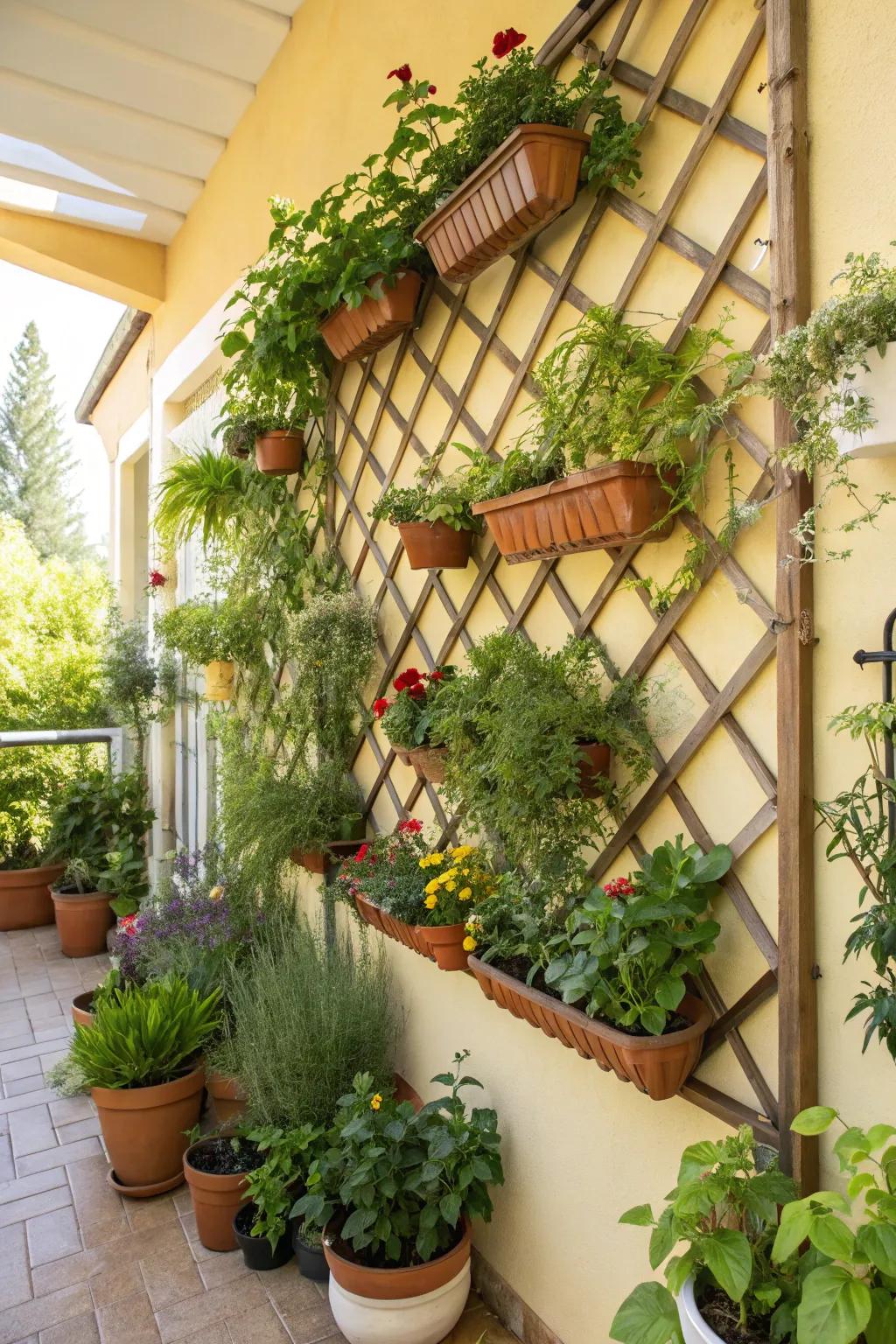 Maximize space with a lattice vertical garden.