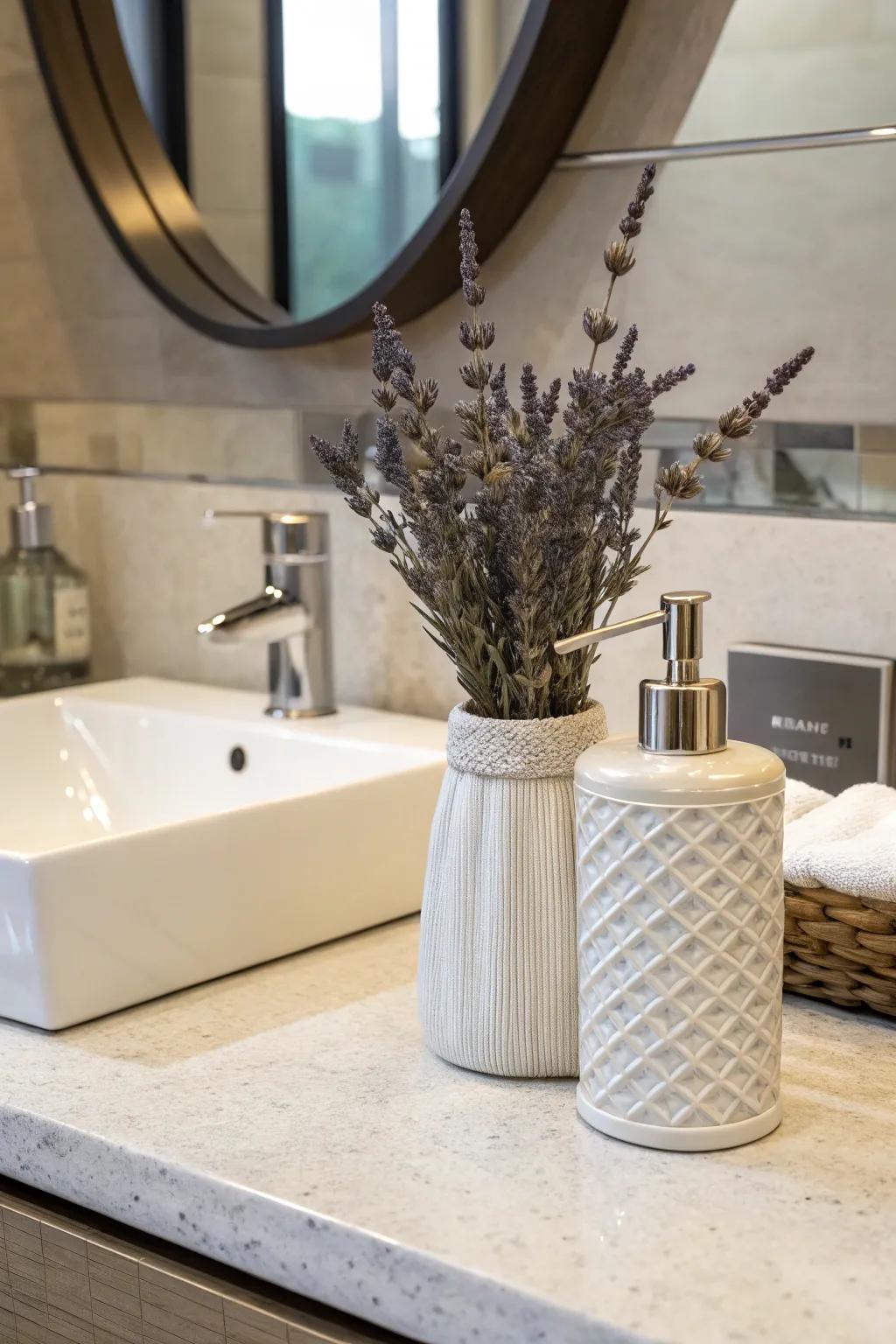 A spa-like touch with lavender in the bathroom.