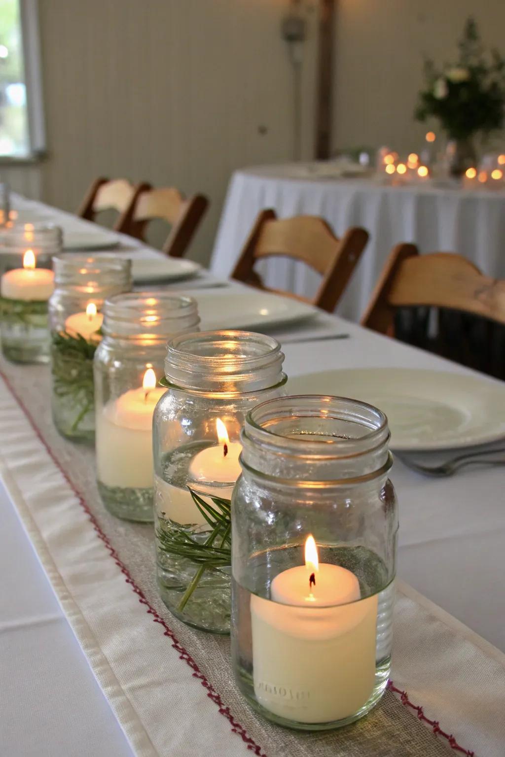 Elevate your table settings with floating candle centerpieces.