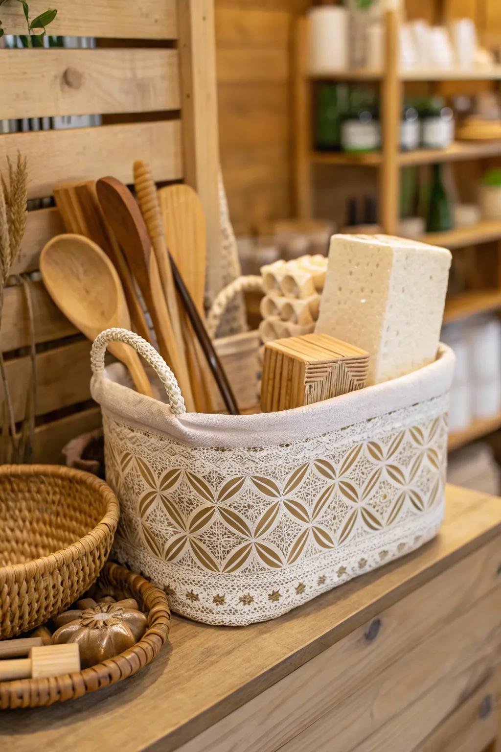 An eco-friendly May basket filled with sustainable gifts.