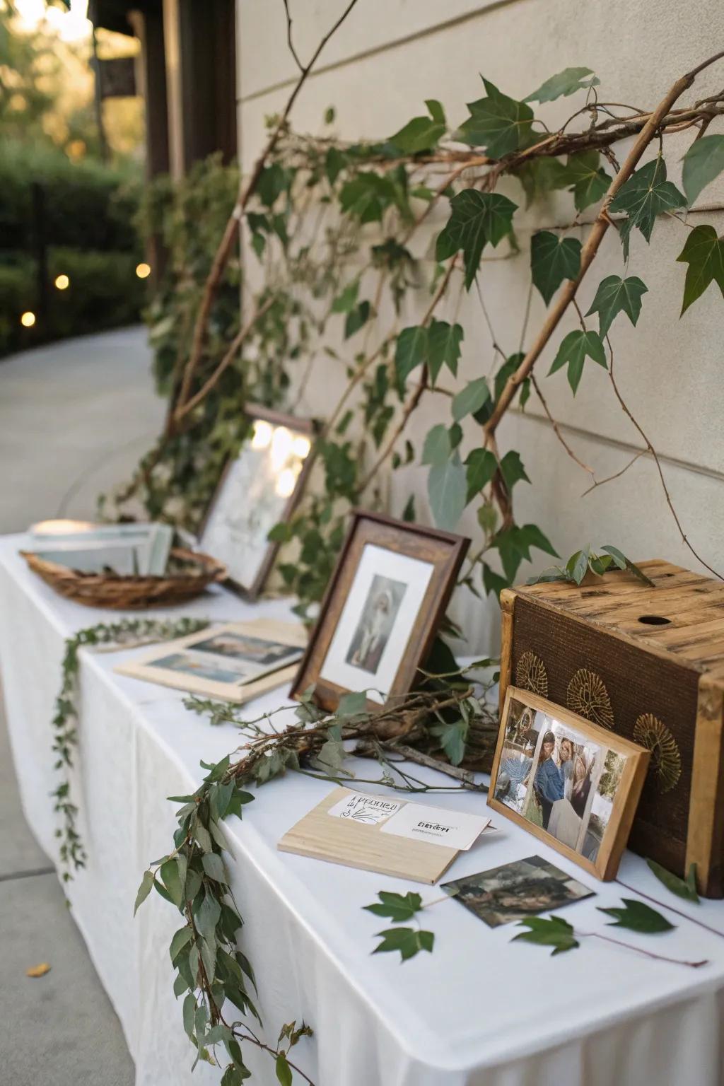 Natural elements like branches and leaves bring a peaceful vibe to the table.