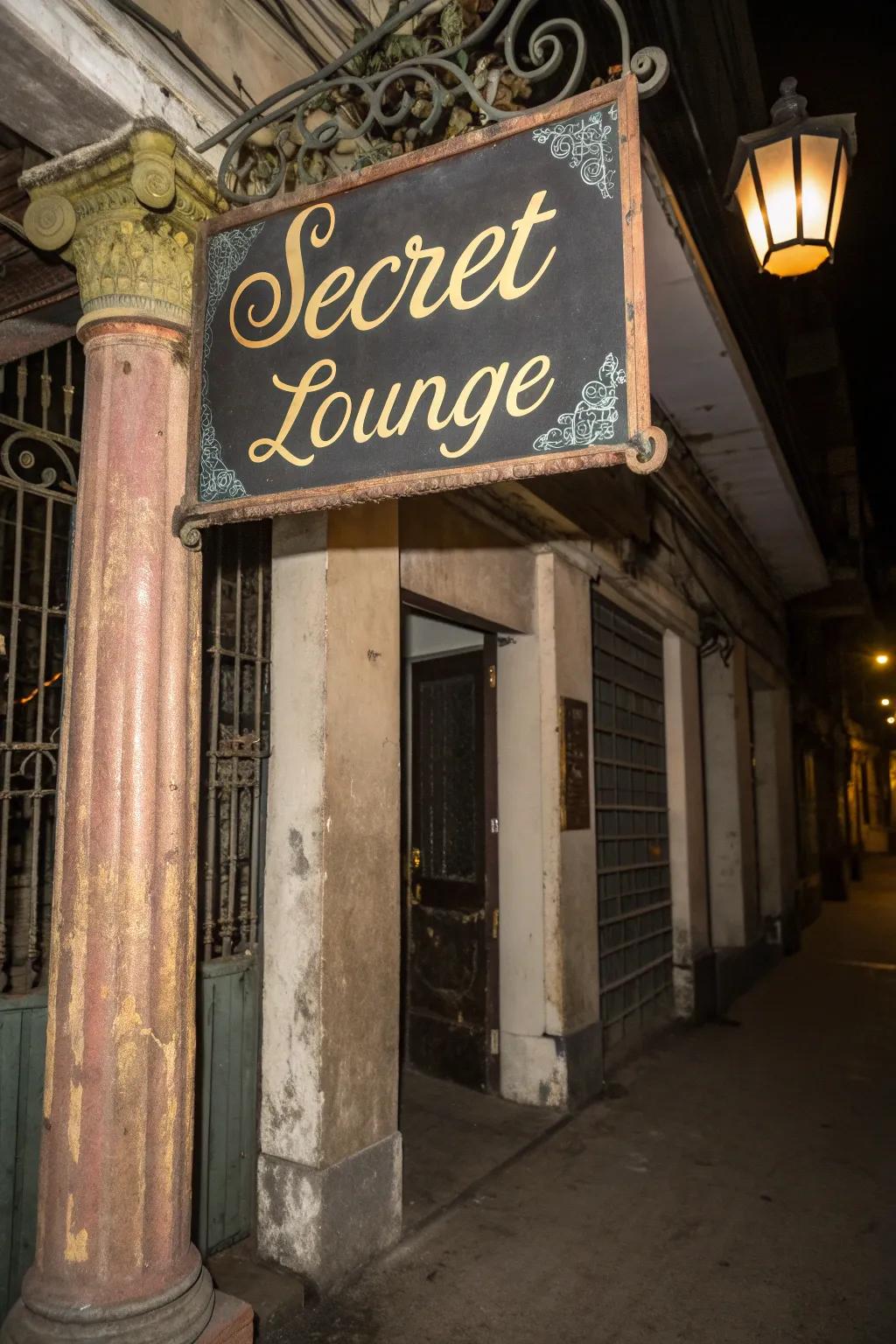 Vintage-style signage adds intrigue and thematic consistency.