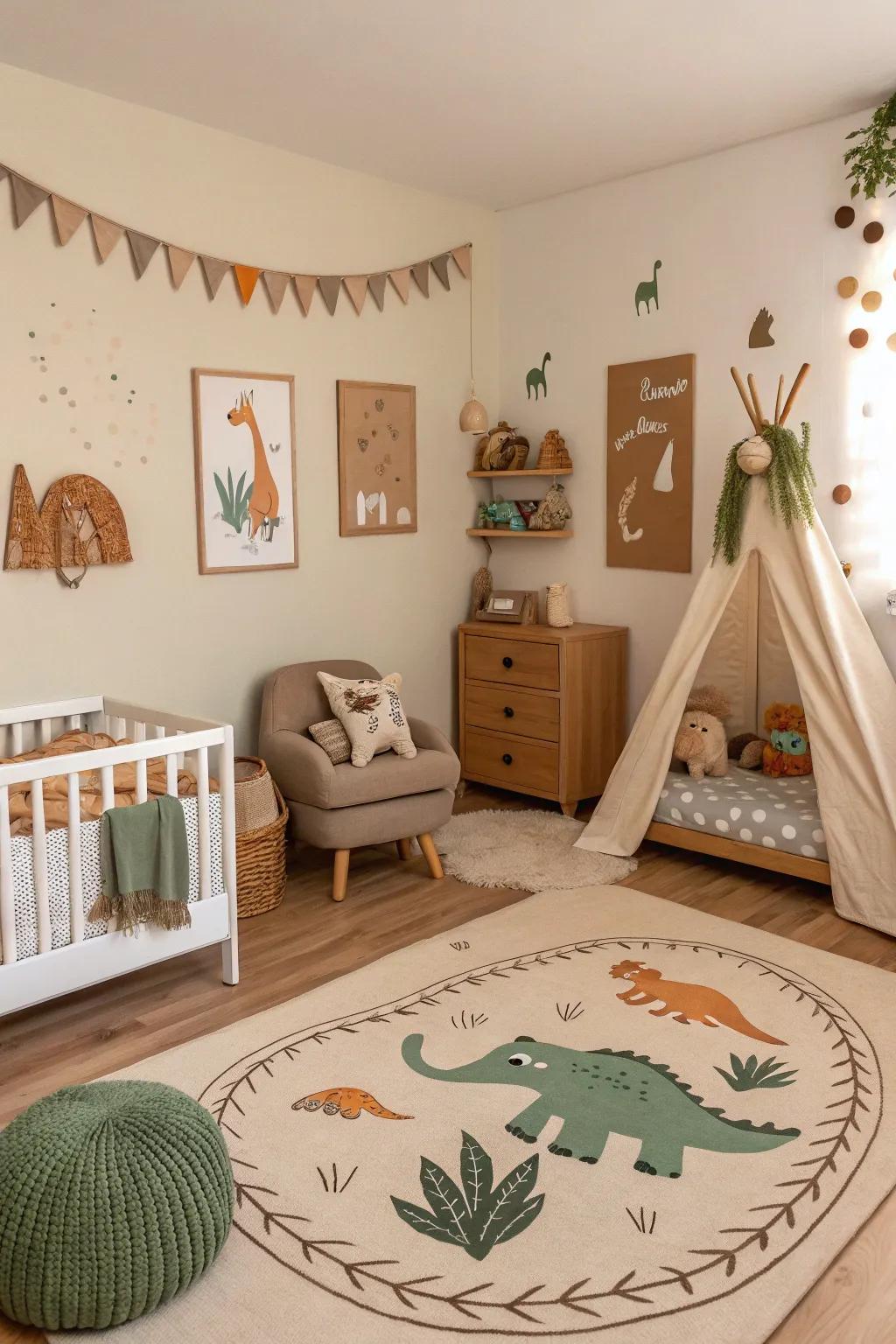 Step back in time with a dinosaur discovery nursery.