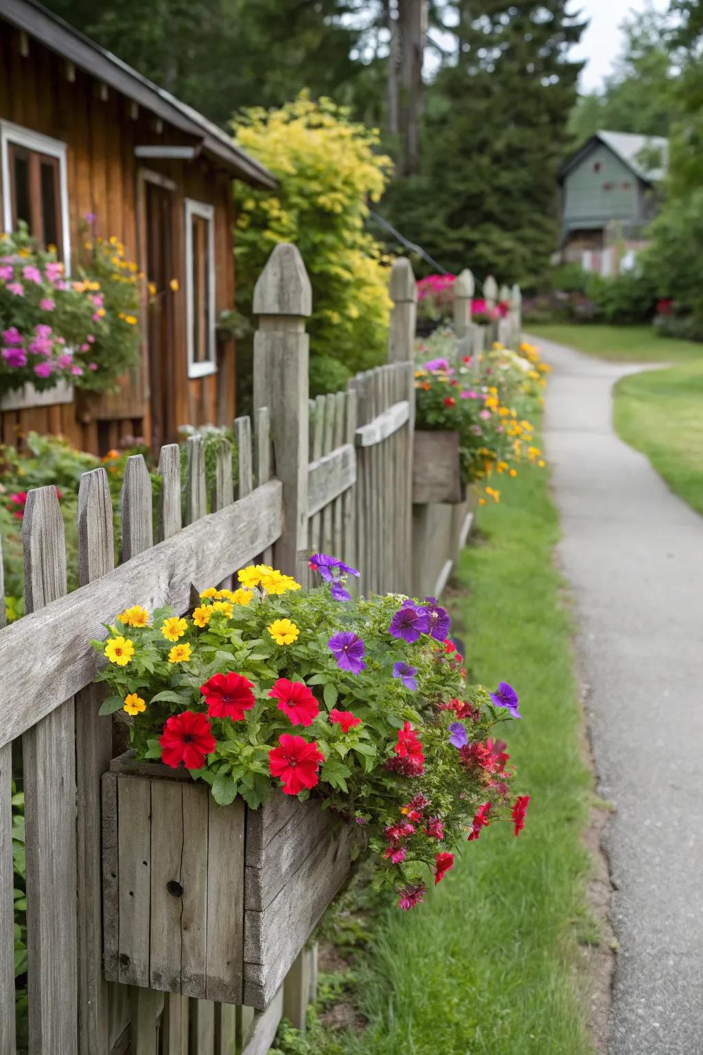 Add charm with decorative accents and planter boxes on fencing.