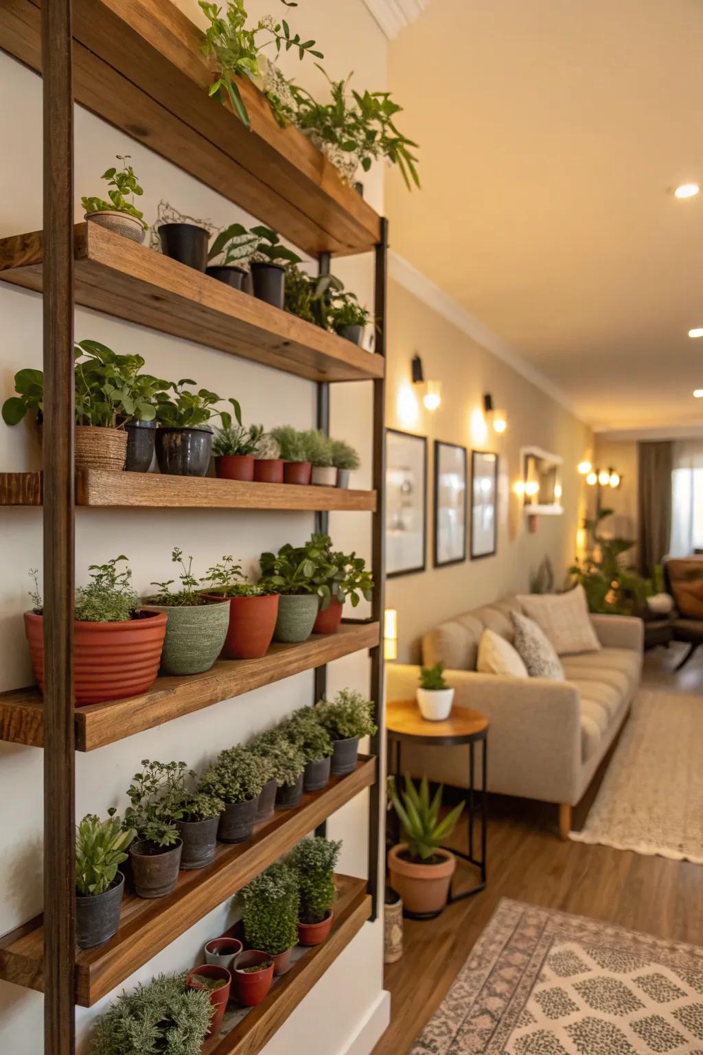 Vertical garden shelves bring nature indoors